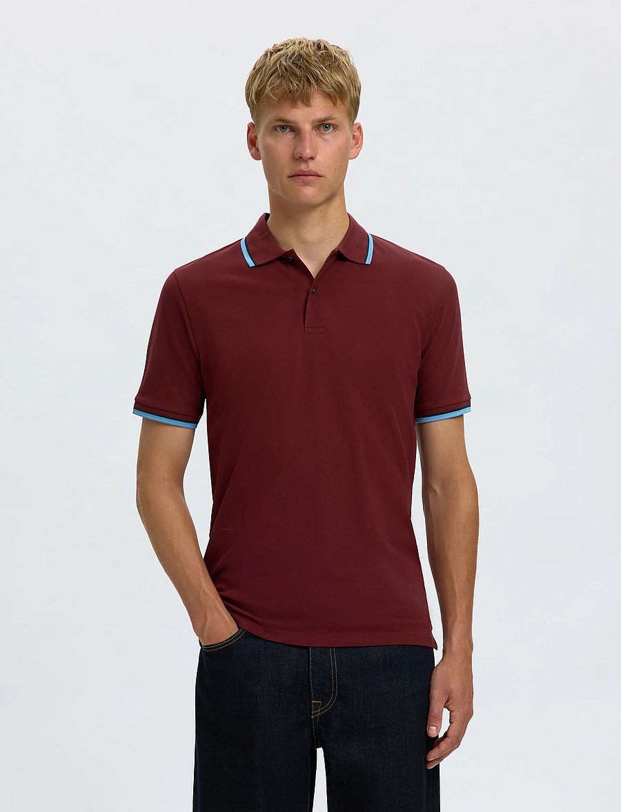 Selected - SLMSLIM-ATLAS SPORT SS POLO NOOS - kurzärmelig - tawny port - 0