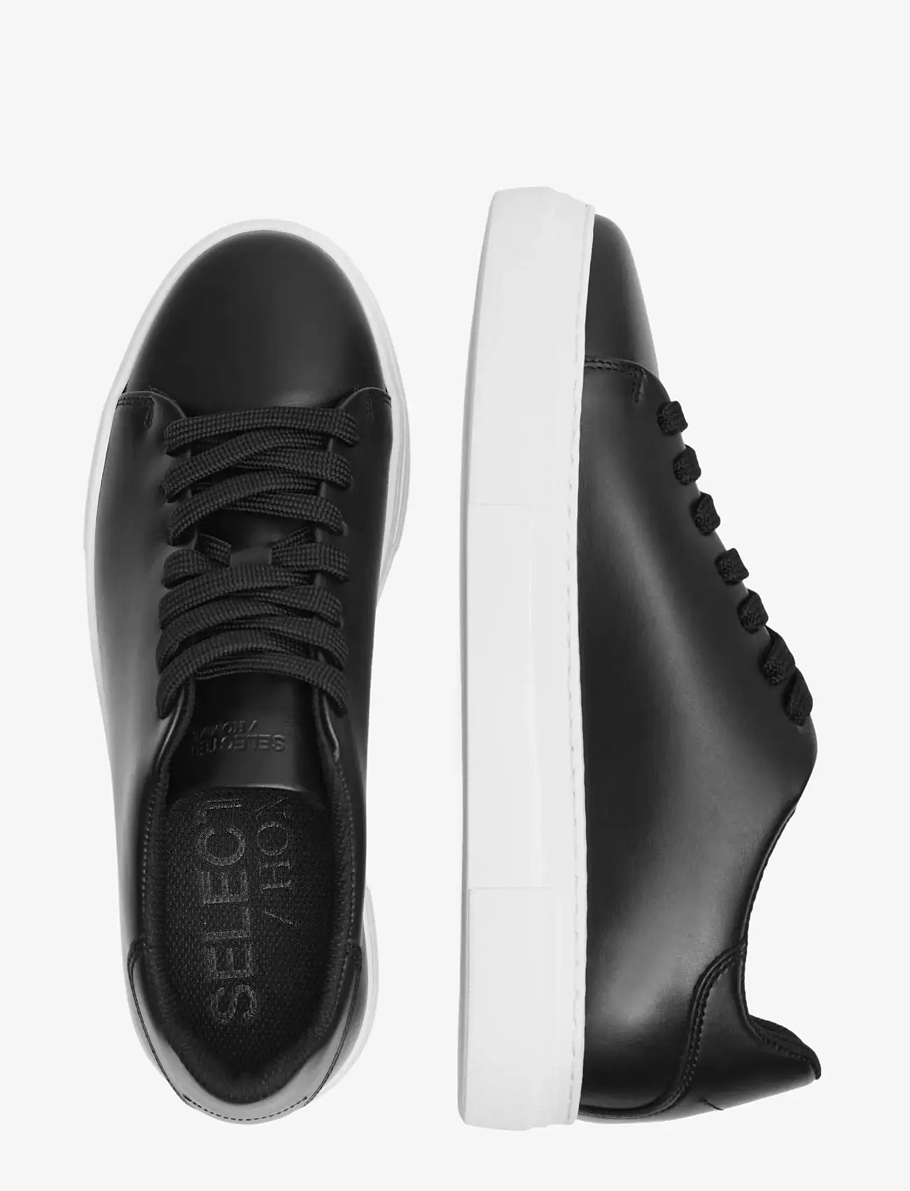 Selected - SLHDAVID CHUNKY LEATHER SNEAKER NOOS - lave sneakers - black - 3