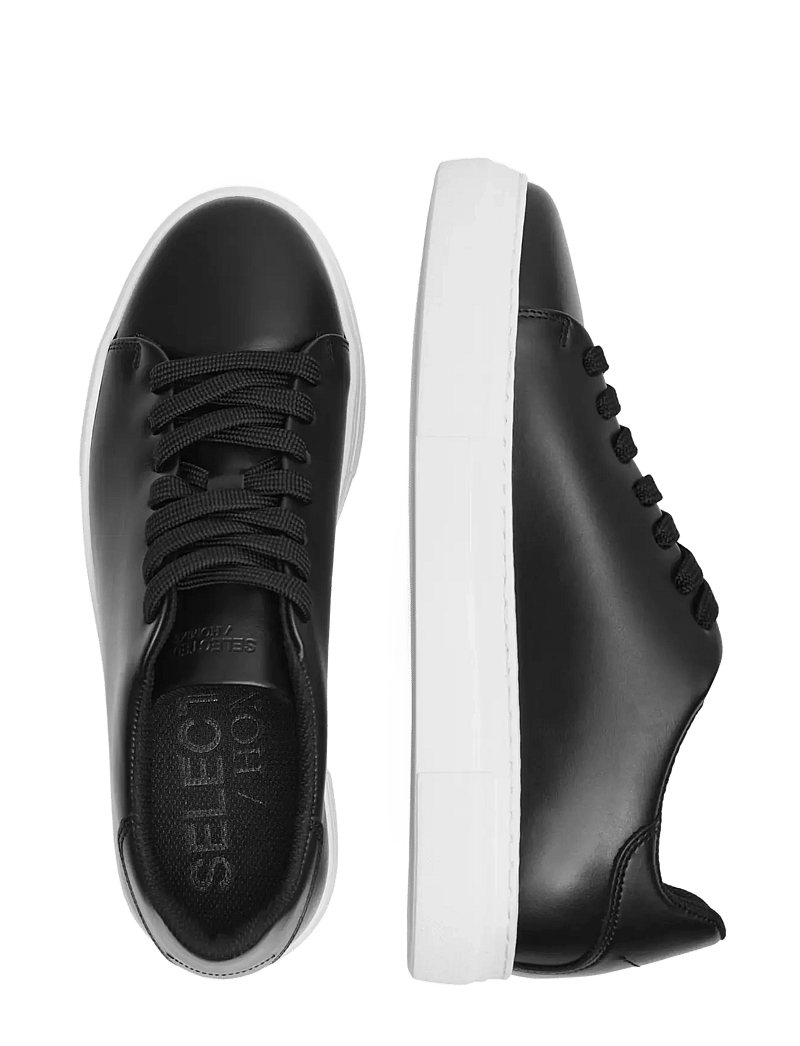 Selected - SLHDAVID CHUNKY LEATHER SNEAKER NOOS - lave sneakers - black - 3