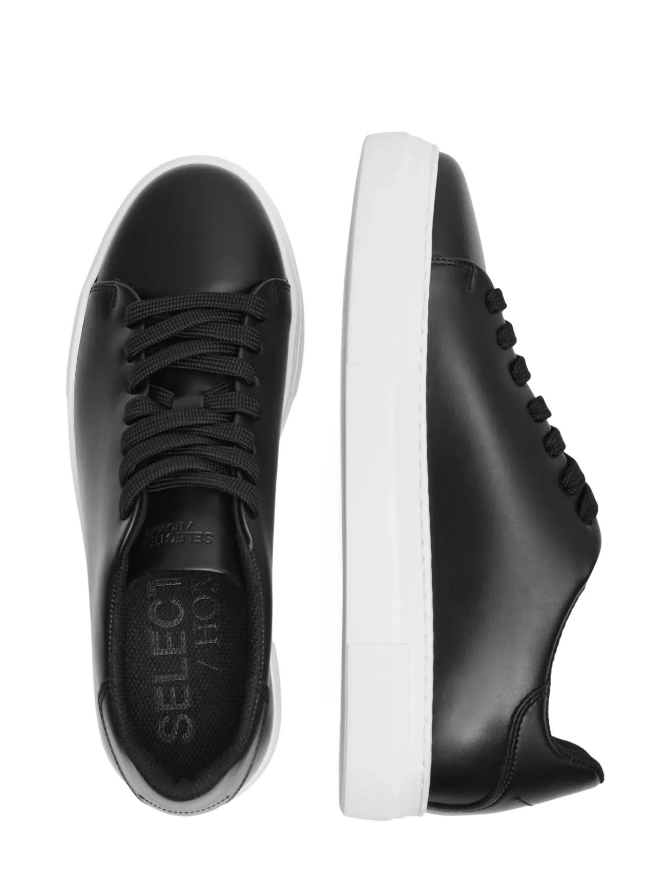 Selected - SLHDAVID CHUNKY LEATHER SNEAKER NOOS - niedriger schnitt - black - 3