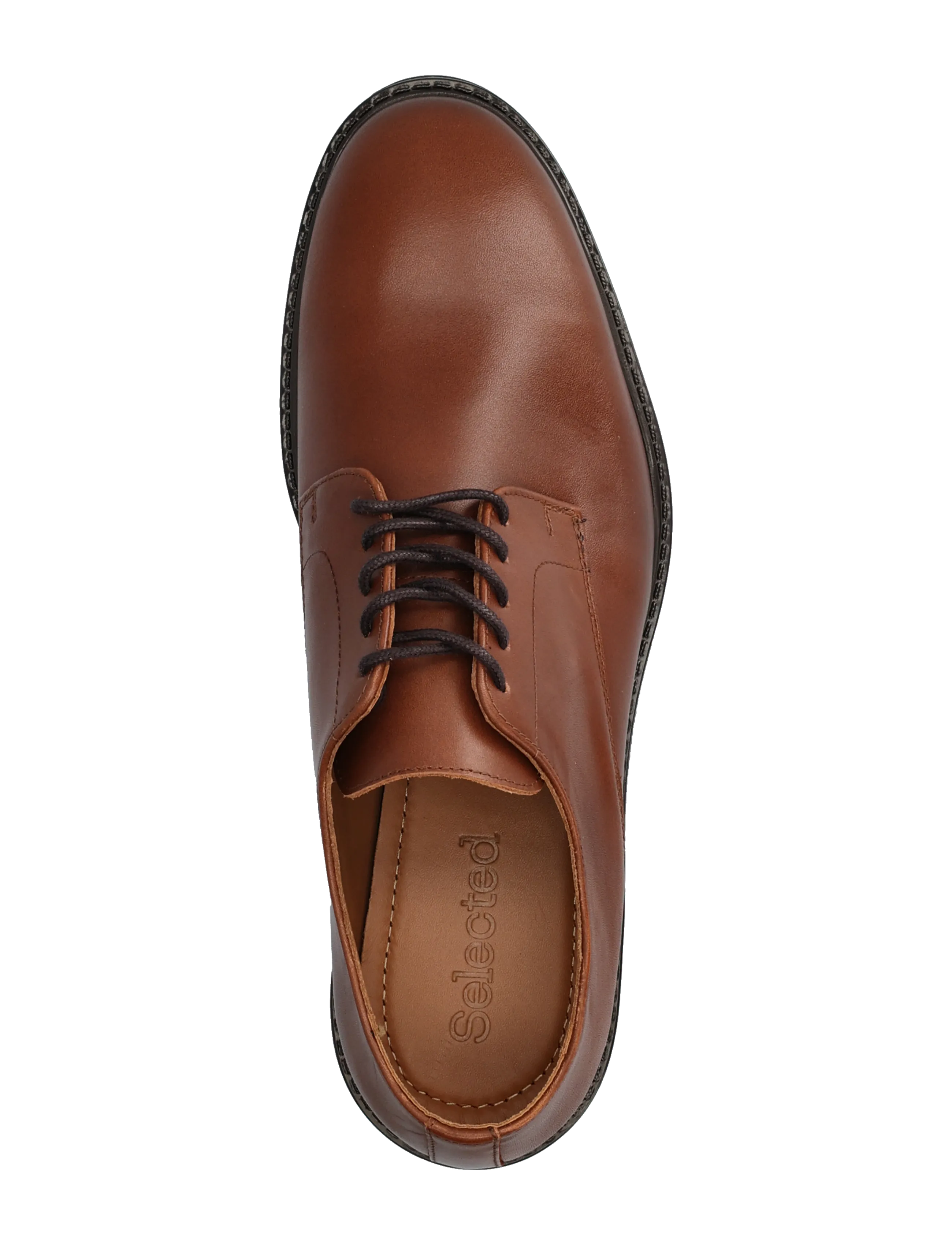 Selected - SLMBLAKE LEATHER DERBY SHOE NOOS - derby-schuhe - cognac - 3