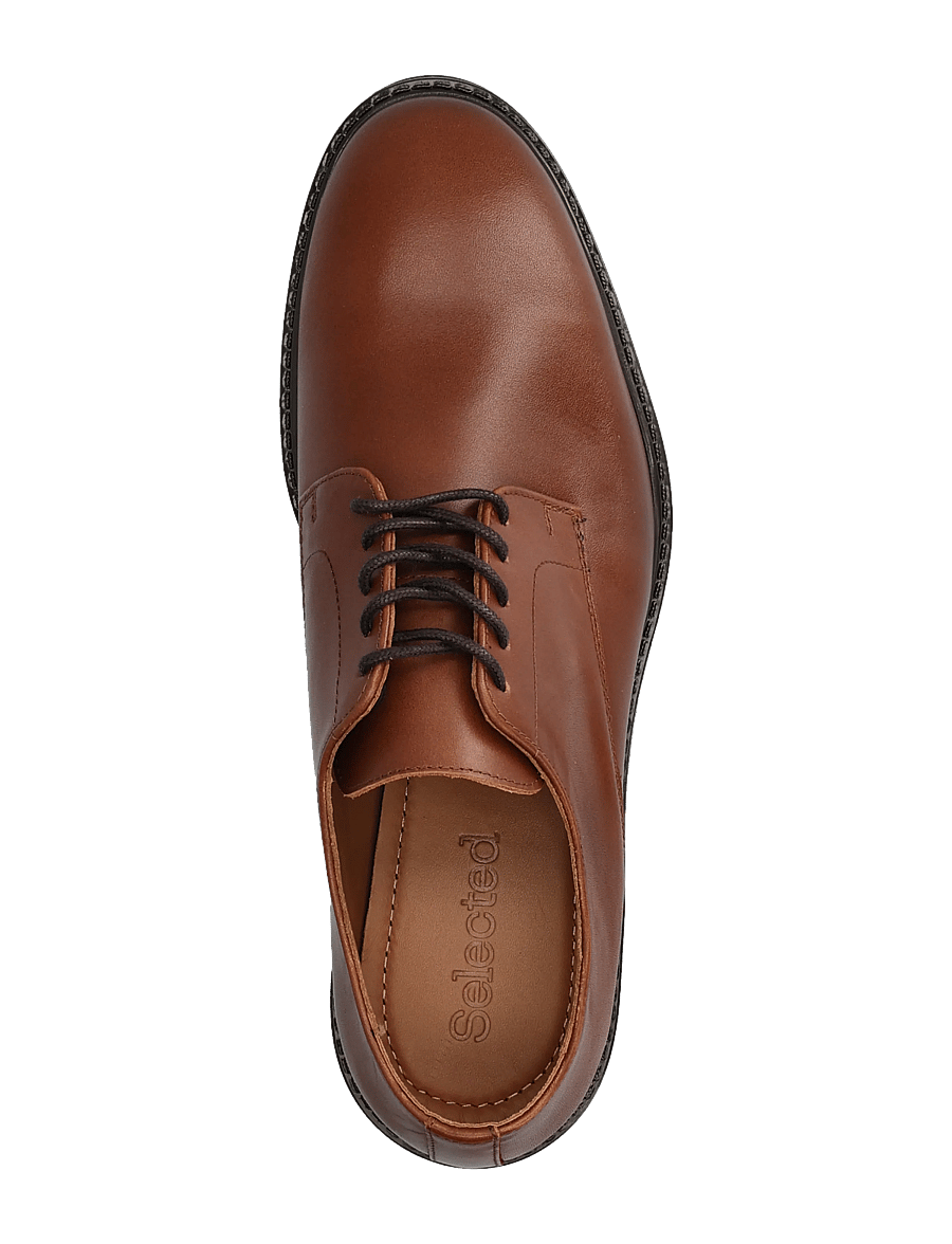Selected - SLMBLAKE LEATHER DERBY SHOE NOOS - derby-schuhe - cognac - 3