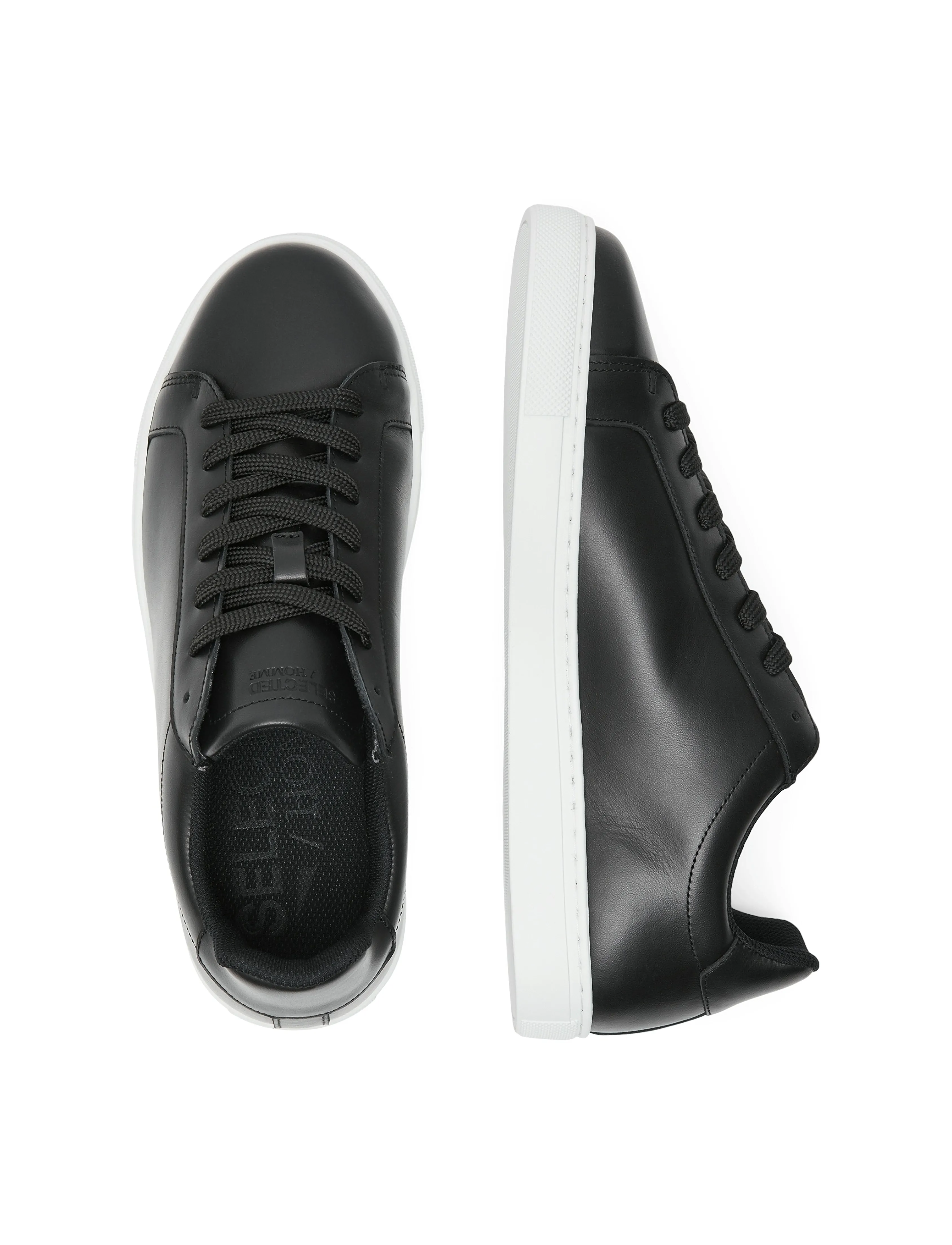 Selected - SLHEVAN LEATHER SNEAKER NOOS - black - 3