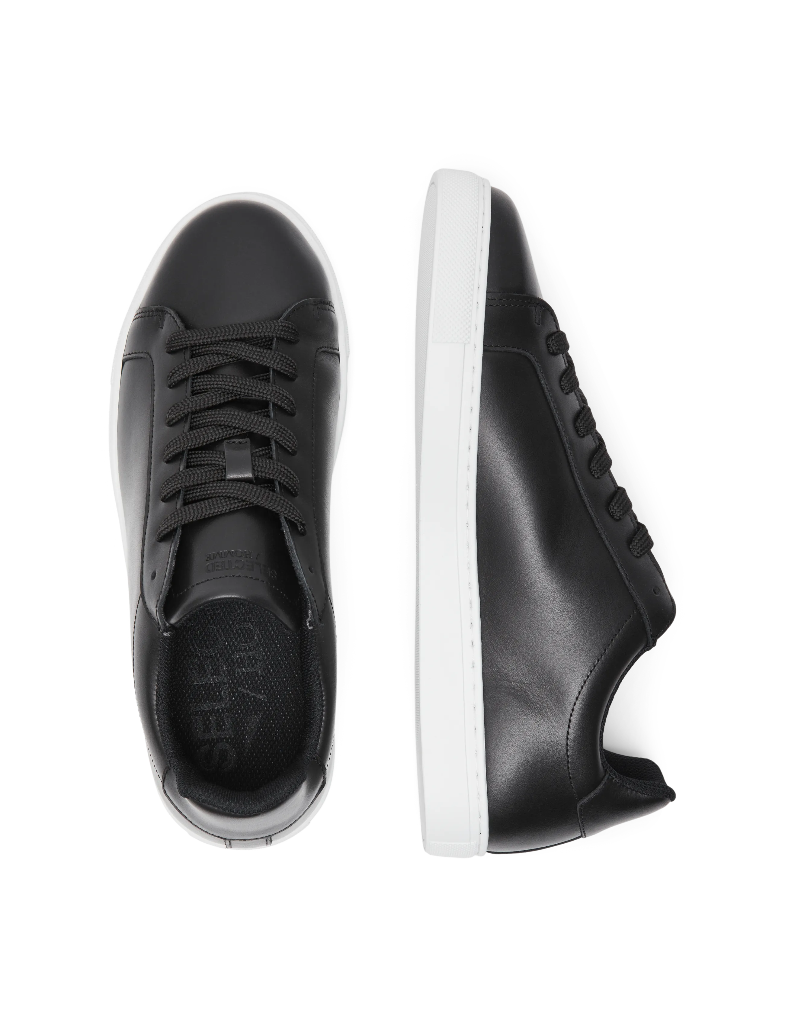 Selected - SLHEVAN LEATHER SNEAKER NOOS - black - 4