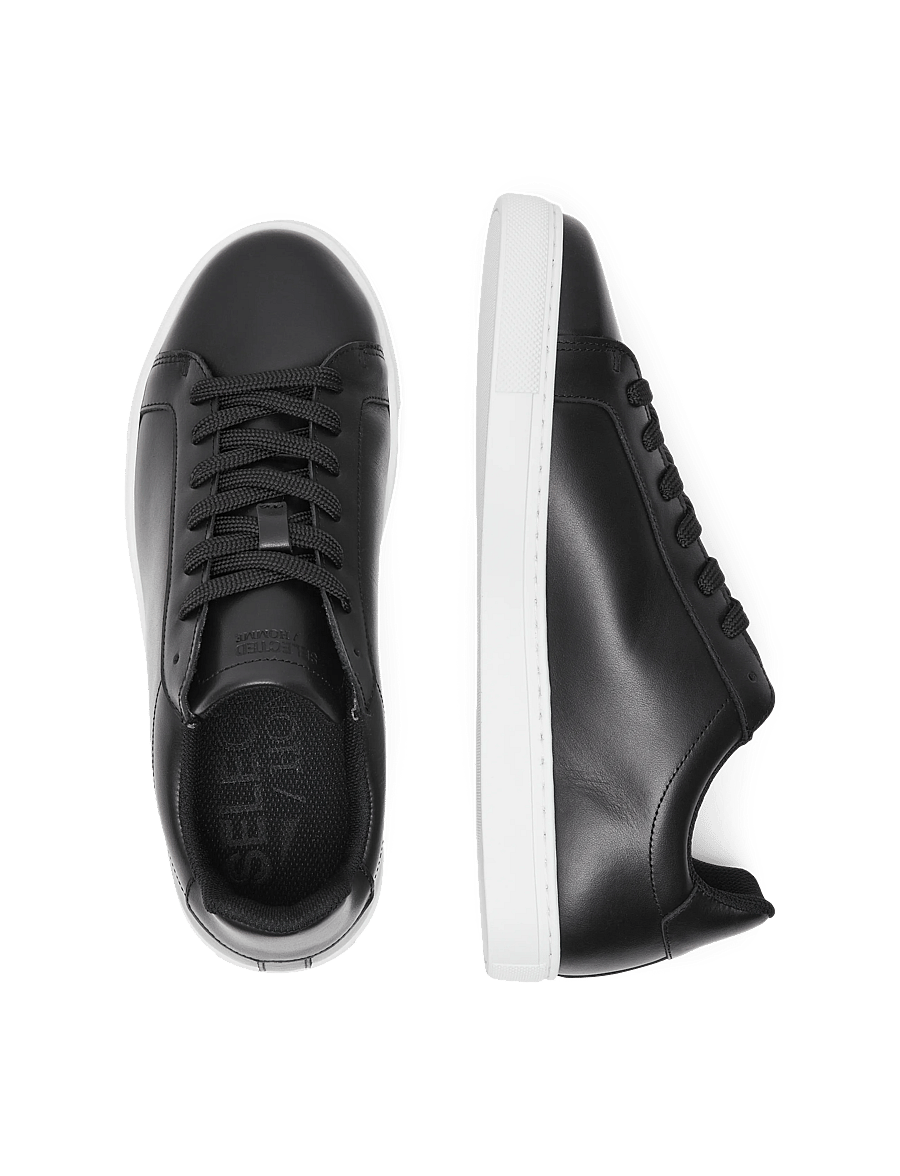 Selected - SLHEVAN LEATHER SNEAKER NOOS - low-top sneaker - black - 4