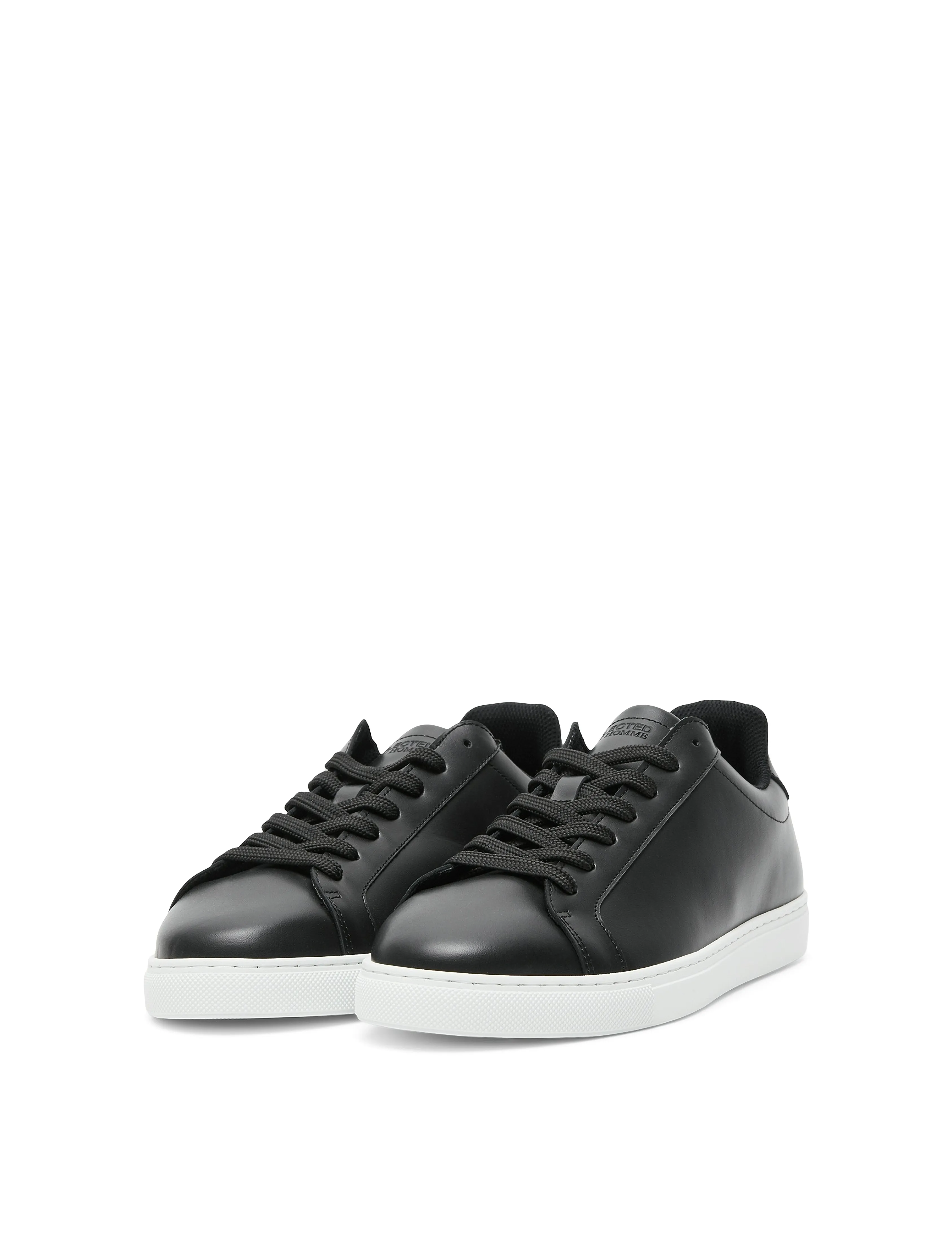 Selected - SLHEVAN LEATHER SNEAKER NOOS - black - 4