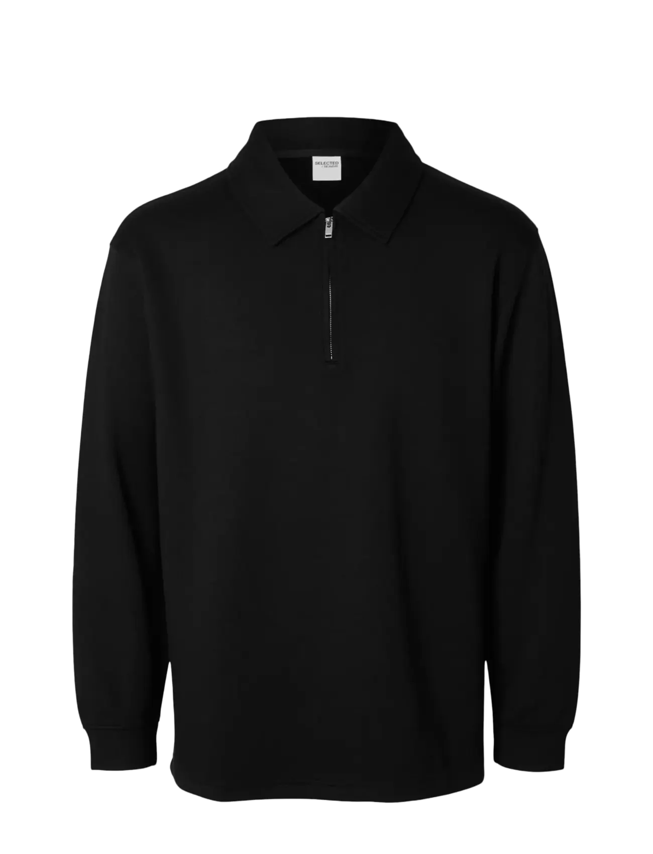 Selected SLHRELAX-EMANUEL SOFT POLO ZIP SWEAT EX - Selected - BLACK / black