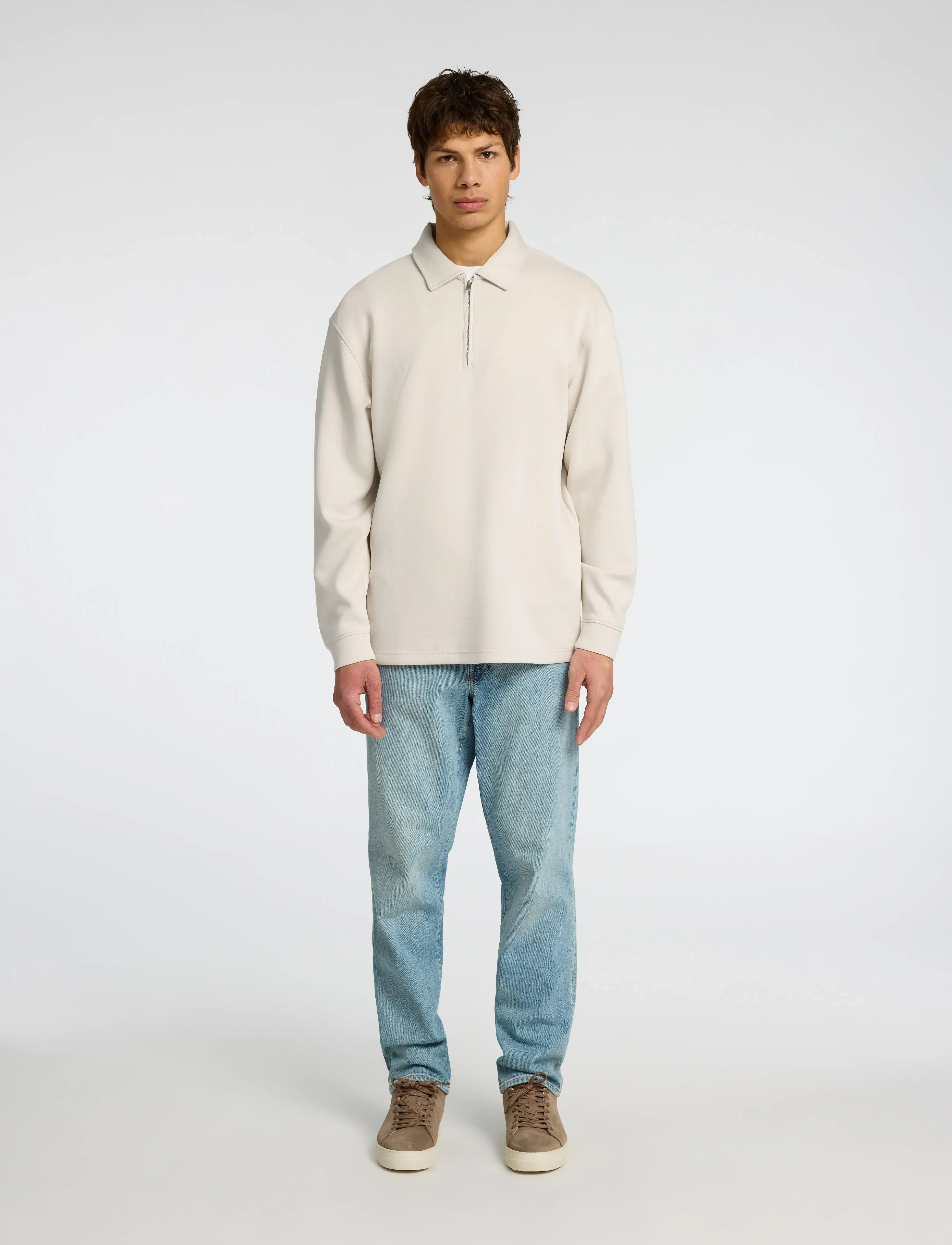 Selected - SLHRELAX-EMANUEL SOFT POLO ZIP SWEAT EX - długi rękaw - oatmeal - 3