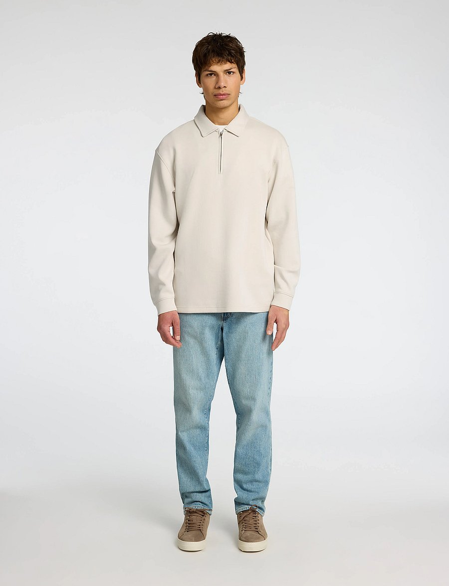 Selected - SLHRELAX-EMANUEL SOFT POLO ZIP SWEAT EX - langärmelig - oatmeal - 3