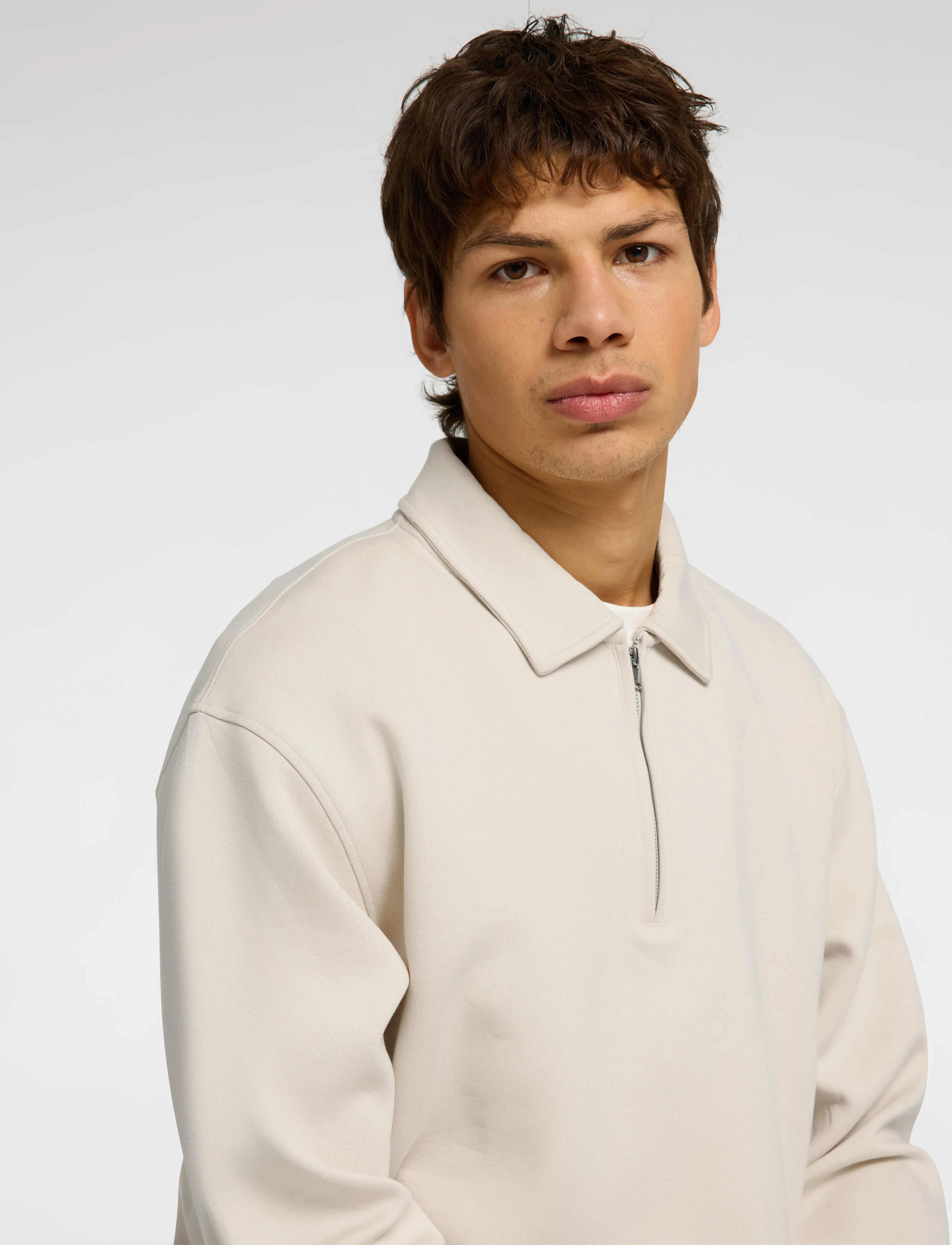 Selected - SLHRELAX-EMANUEL SOFT POLO ZIP SWEAT EX - długi rękaw - oatmeal - 4