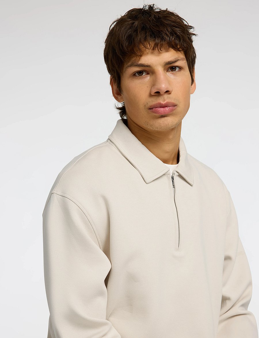 Selected - SLHRELAX-EMANUEL SOFT POLO ZIP SWEAT EX - langärmelig - oatmeal - 4
