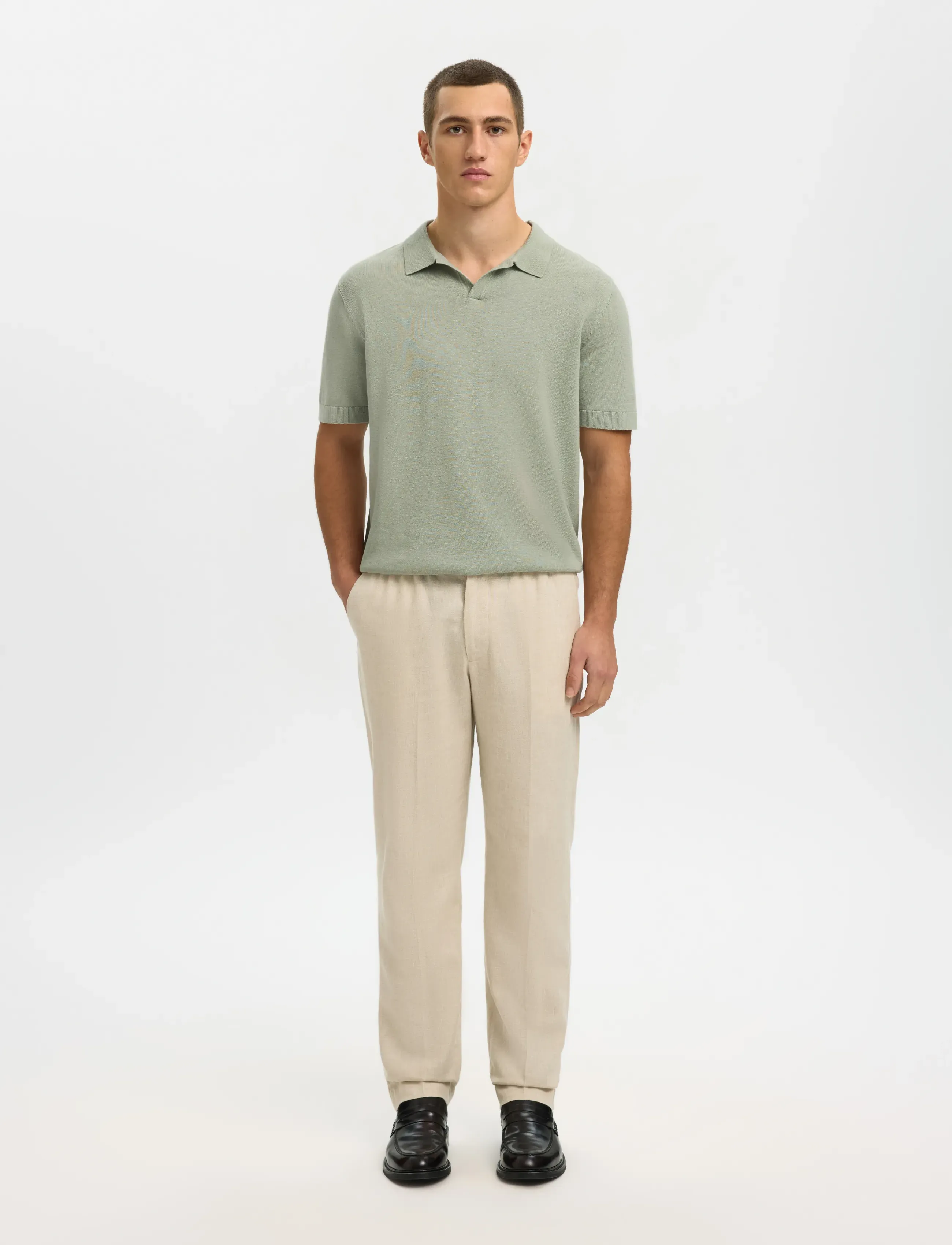 Slhmattis Ss Linen Blend Open Polo Noos 3