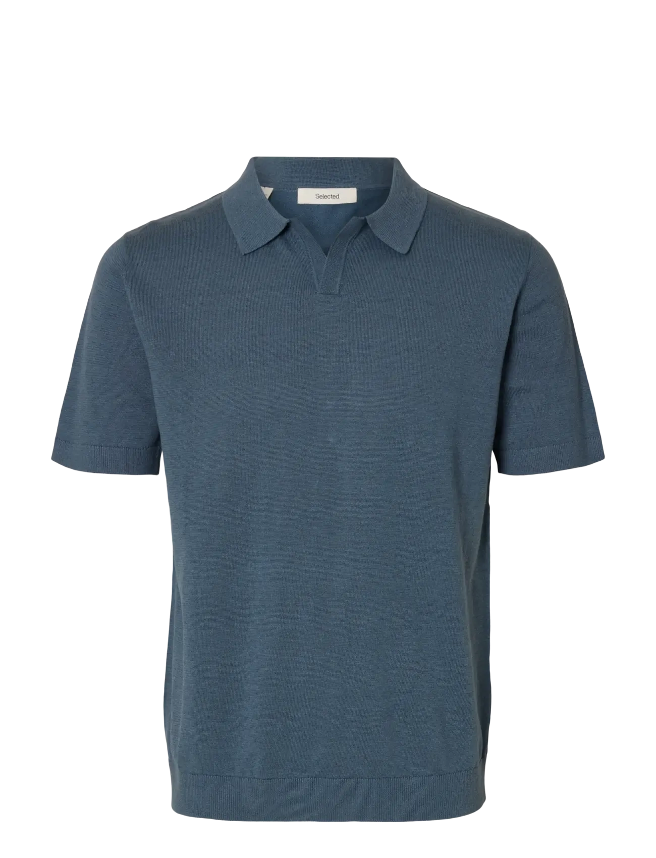 SLHMATTIS SS LINEN BLEND OPEN POLO NOOS - BLUE MIRAGE