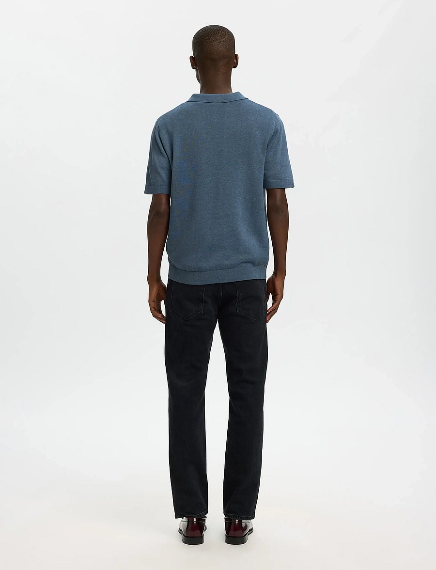 Selected - SLHMATTIS SS LINEN BLEND OPEN POLO NOOS - kortærmede poloer - blue mirage - 2