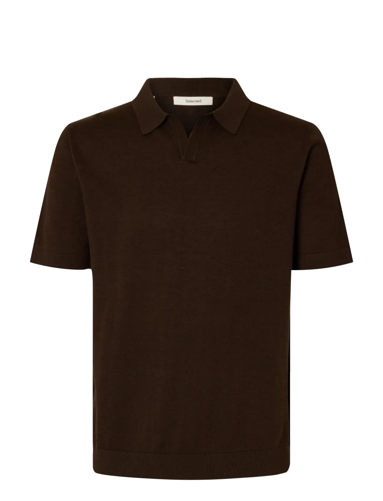 Selected SLHMATTIS SS LINEN BLEND OPEN POLO NOOS - Pikéer - DELICIOSO / brown