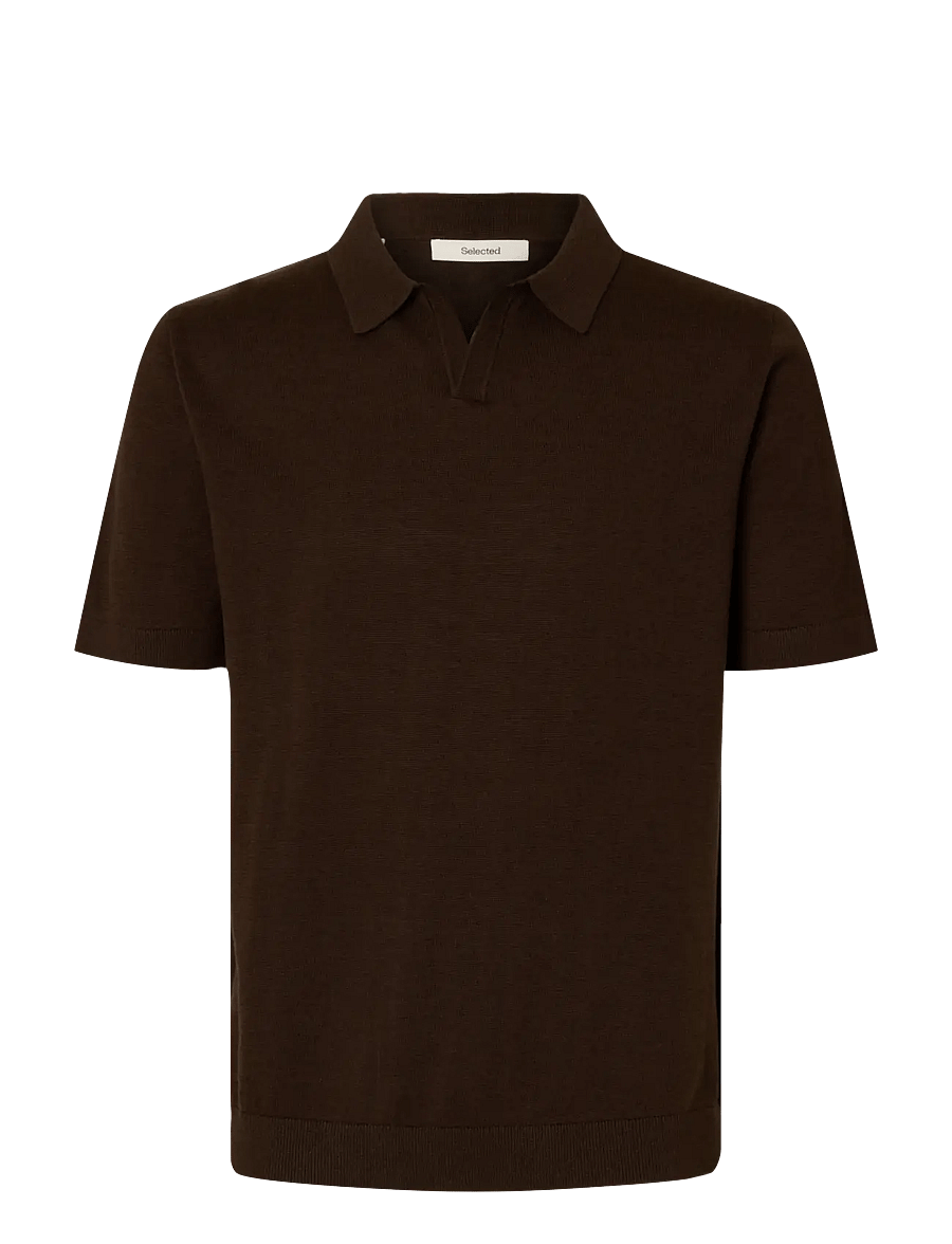 Selected - SLHMATTIS SS LINEN BLEND OPEN POLO NOOS - kortærmede poloer - delicioso - 1