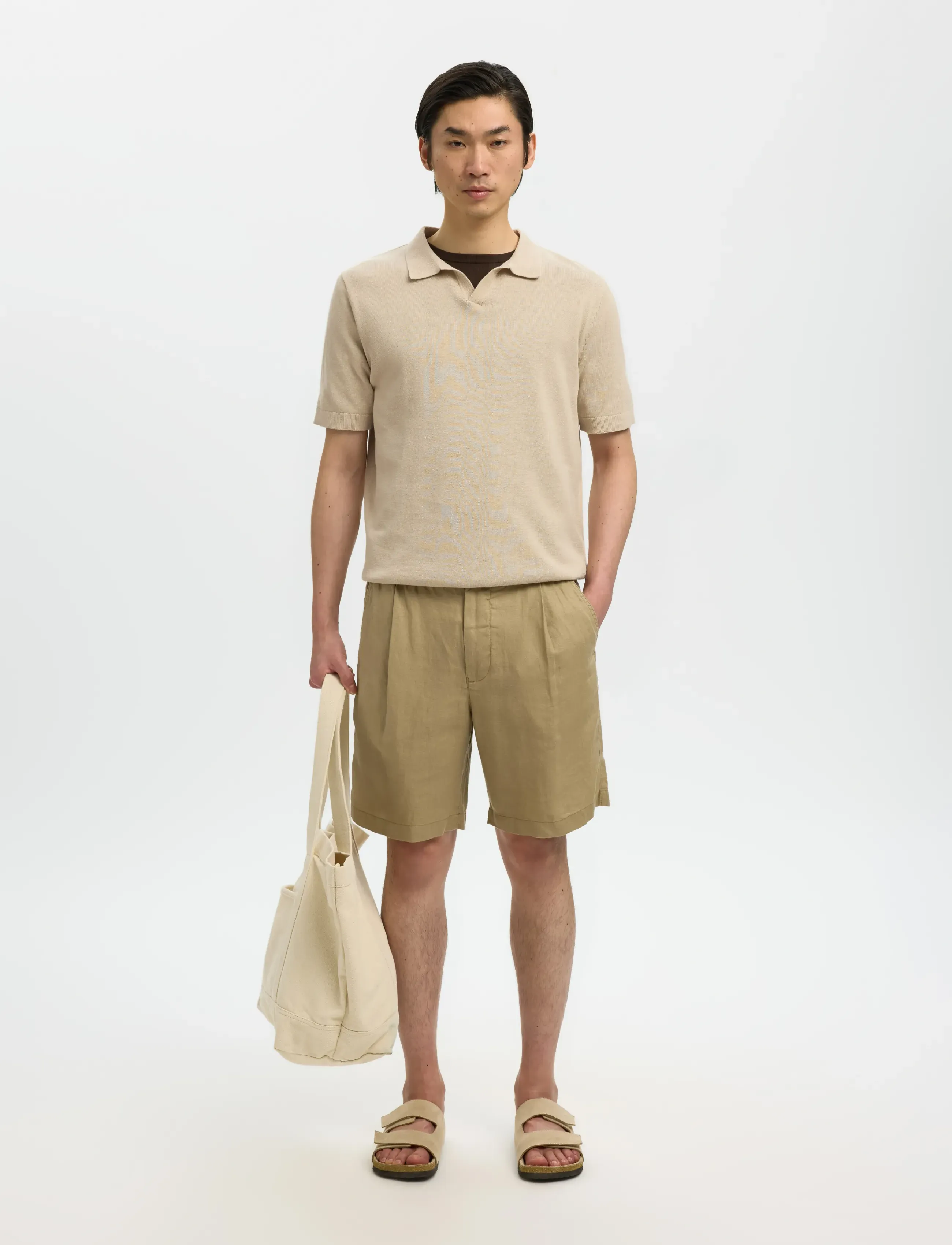 Slhmattis Ss Linen Blend Open Polo Noos 3