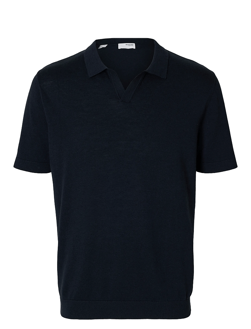 Selected - SLHMATTIS SS LINEN BLEND OPEN POLO NOOS - lühikeste varrukatega polod - sky captain - 1