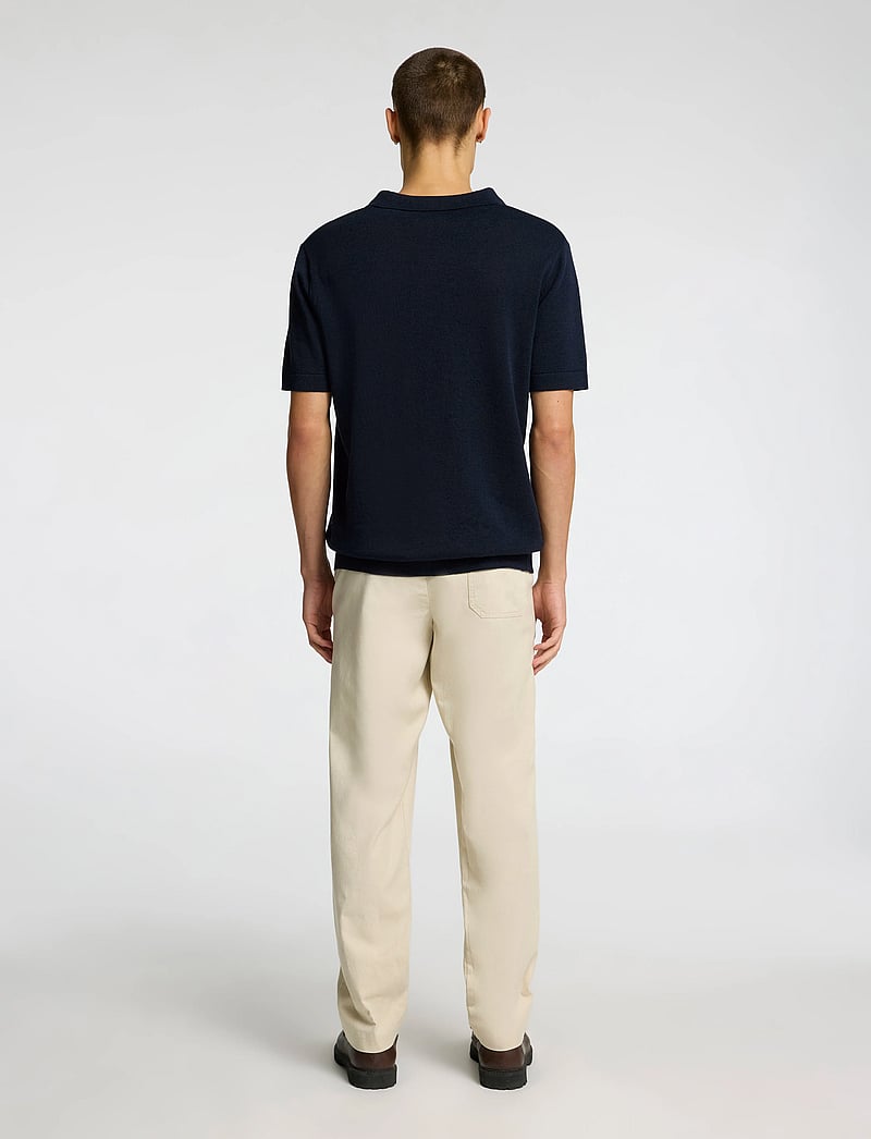 Selected - SLHMATTIS SS LINEN BLEND OPEN POLO NOOS - lühikeste varrukatega polod - sky captain - 2