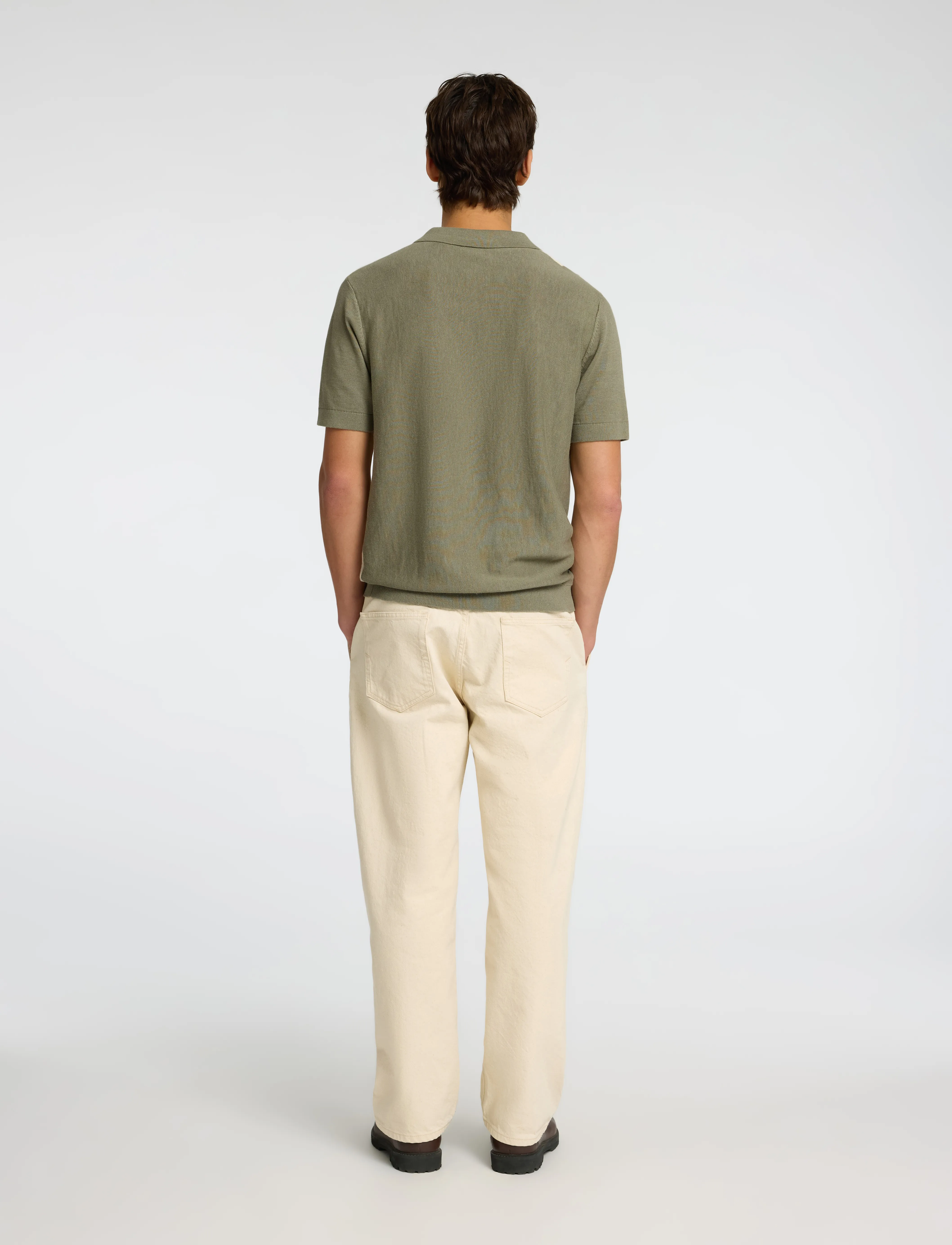 Selected - SLHMATTIS SS LINEN BLEND OPEN POLO NOOS - kortærmede poloer - vetiver - 2