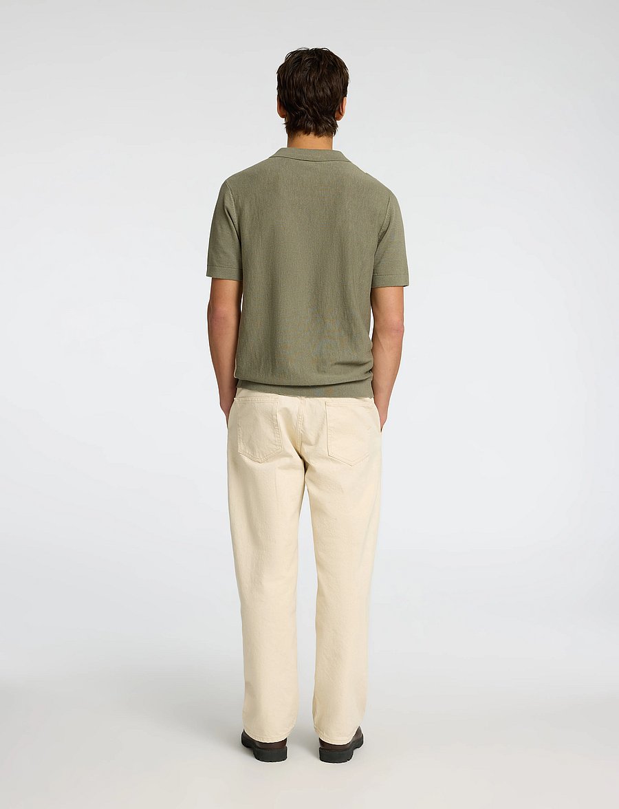 Selected - SLHMATTIS SS LINEN BLEND OPEN POLO NOOS - kortærmede poloer - vetiver - 2