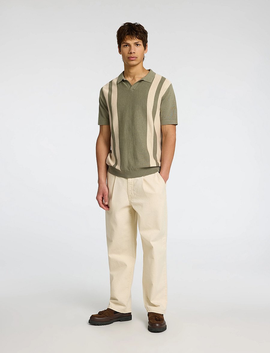 Selected - SLHMATTIS SS LINEN BLEND OPEN POLO NOOS - kortærmede poloer - vetiver - 3