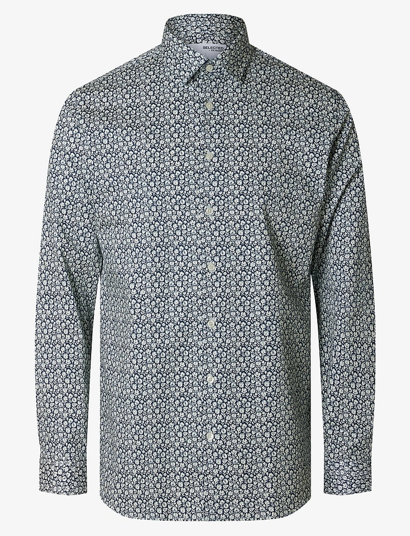 Selected - SLHSLIM-PERFORMANCE SHIRT LS AOP NOOS - hemden mit muster - navy blazer - 0