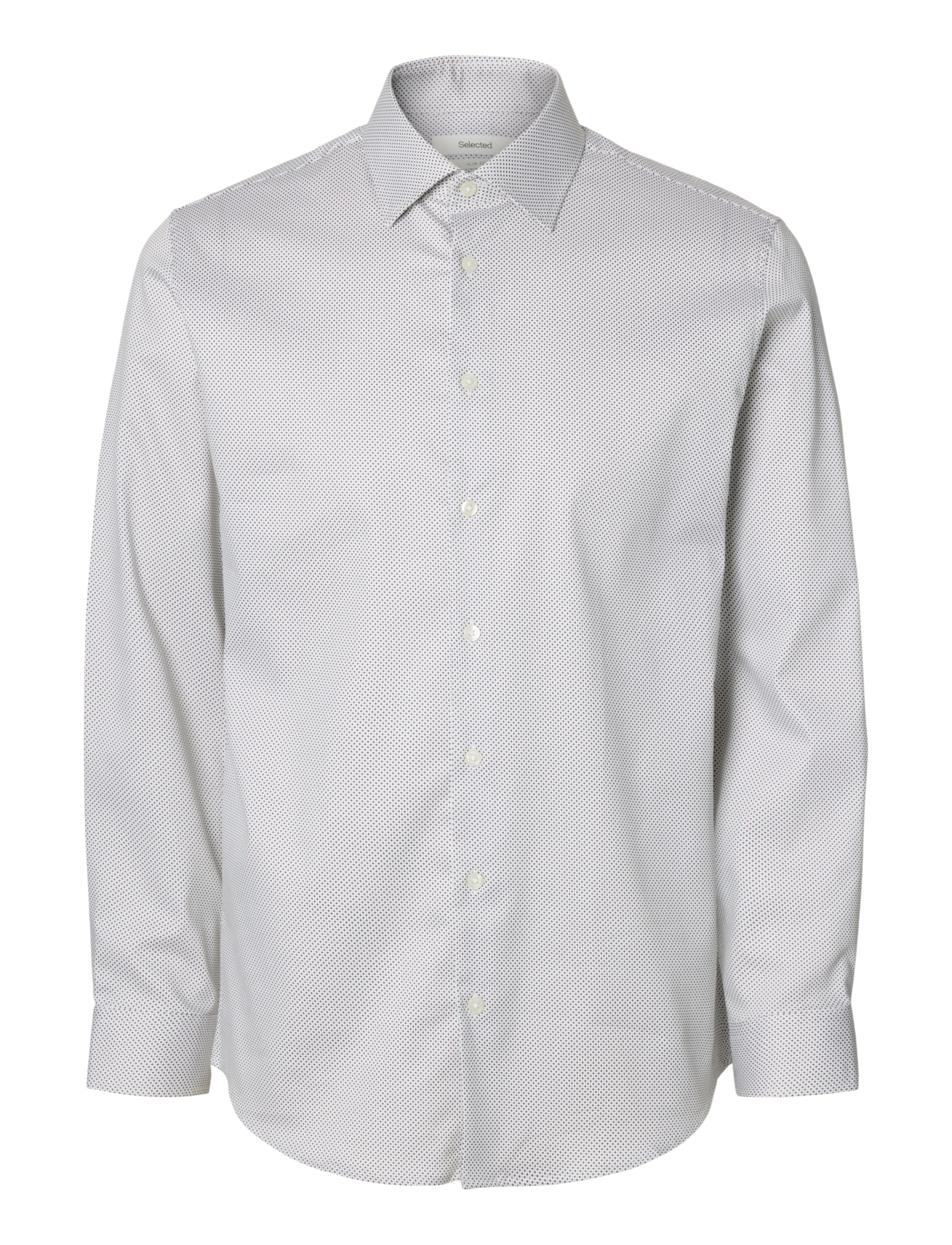 Selected Slhslim-Performance Shirt Ls Aop Noos, L, White, Shirts > Pattern Shirts, Herre