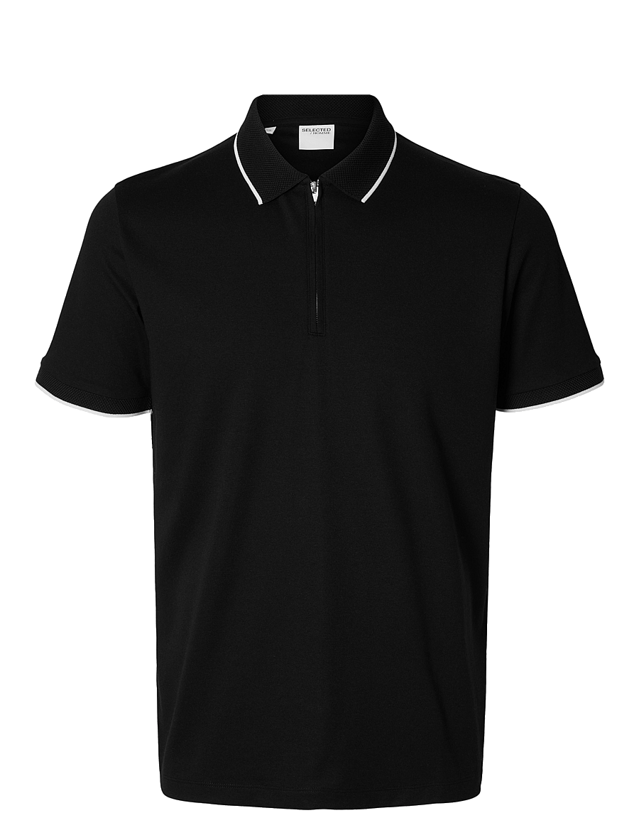 Selected - SLHFAVE SPORT ZIP SS POLO NOOS - polos à manches courtes - black - 1