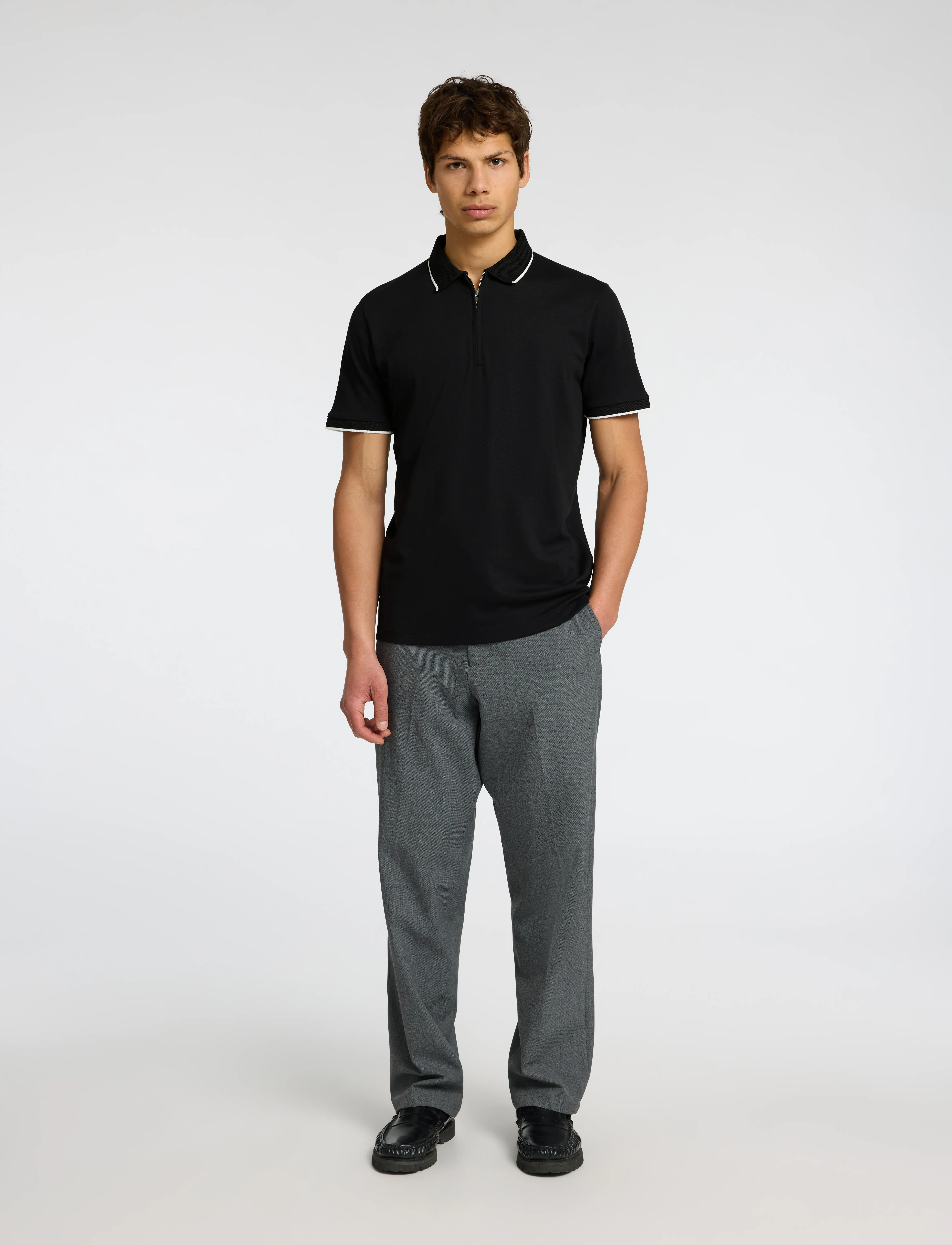 Selected - SLHFAVE SPORT ZIP SS POLO NOOS - polos à manches courtes - black - 5