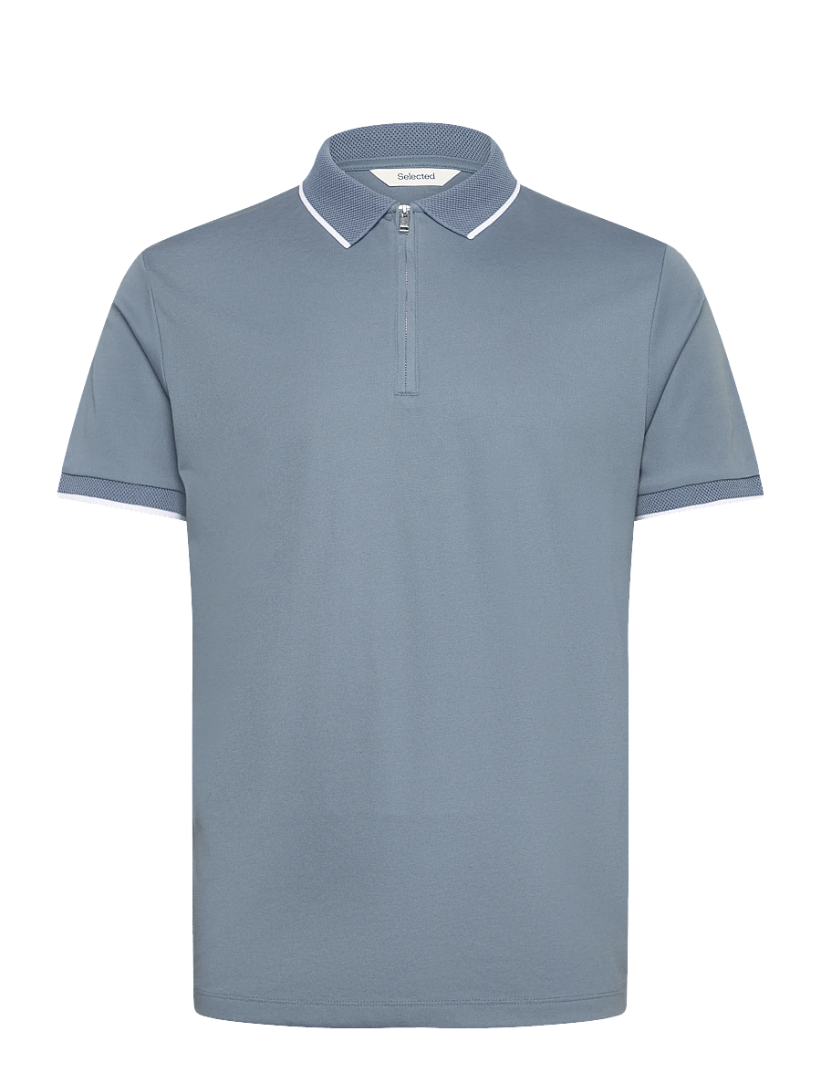 Selected - SLHFAVE SPORT ZIP SS POLO NOOS - kurzärmelig - blue mirage - 1