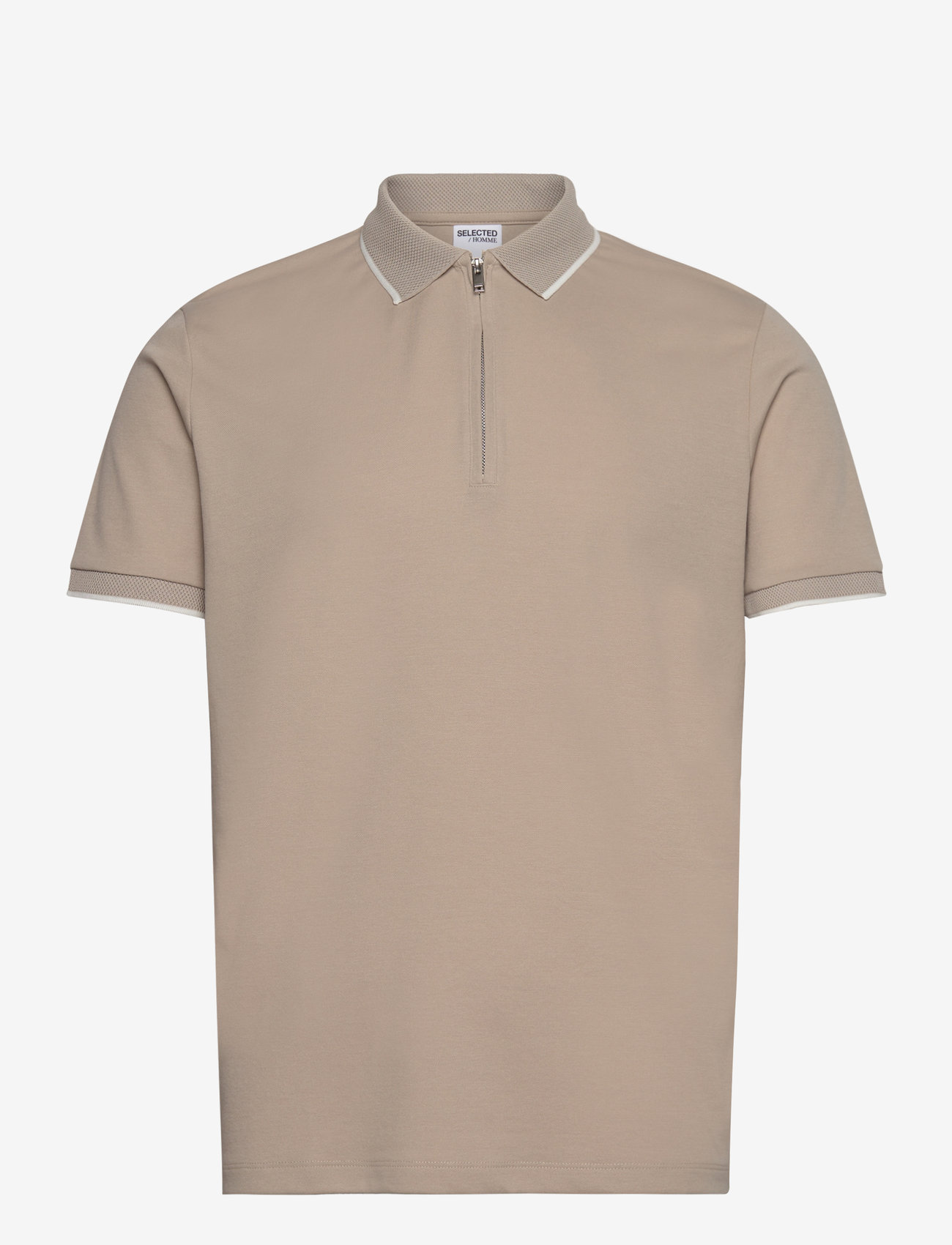 Selected - SLHFAVE SPORT ZIP SS POLO NOOS - kurzärmelig - oatmeal - 1