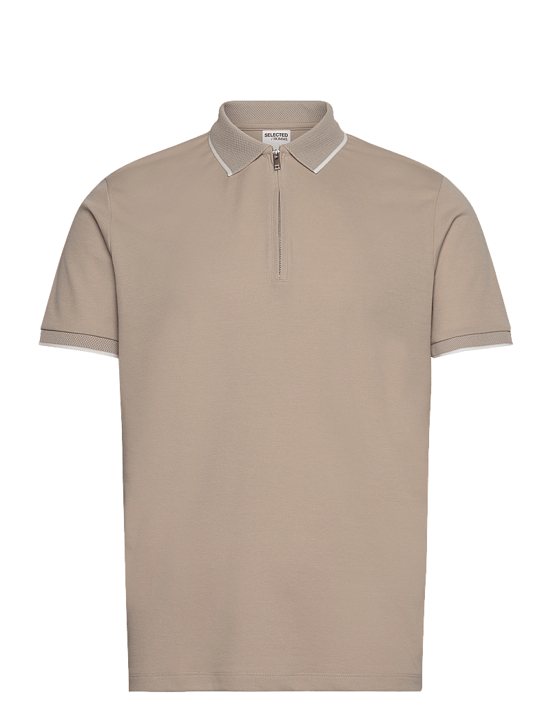 Selected - SLHFAVE SPORT ZIP SS POLO NOOS - kurzärmelig - oatmeal - 1