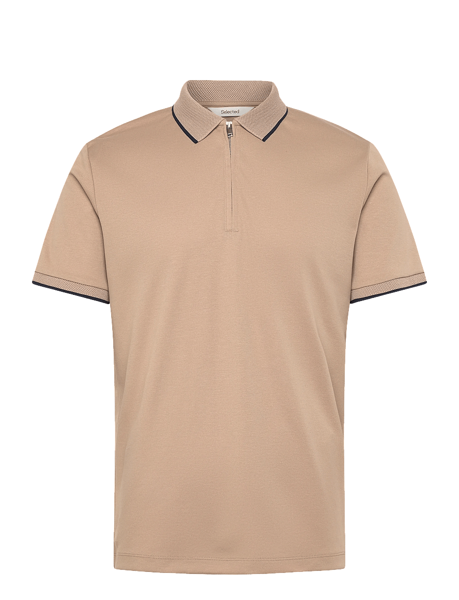 Selected - SLHFAVE SPORT ZIP SS POLO NOOS - kurzärmelig - savannah tan - 1