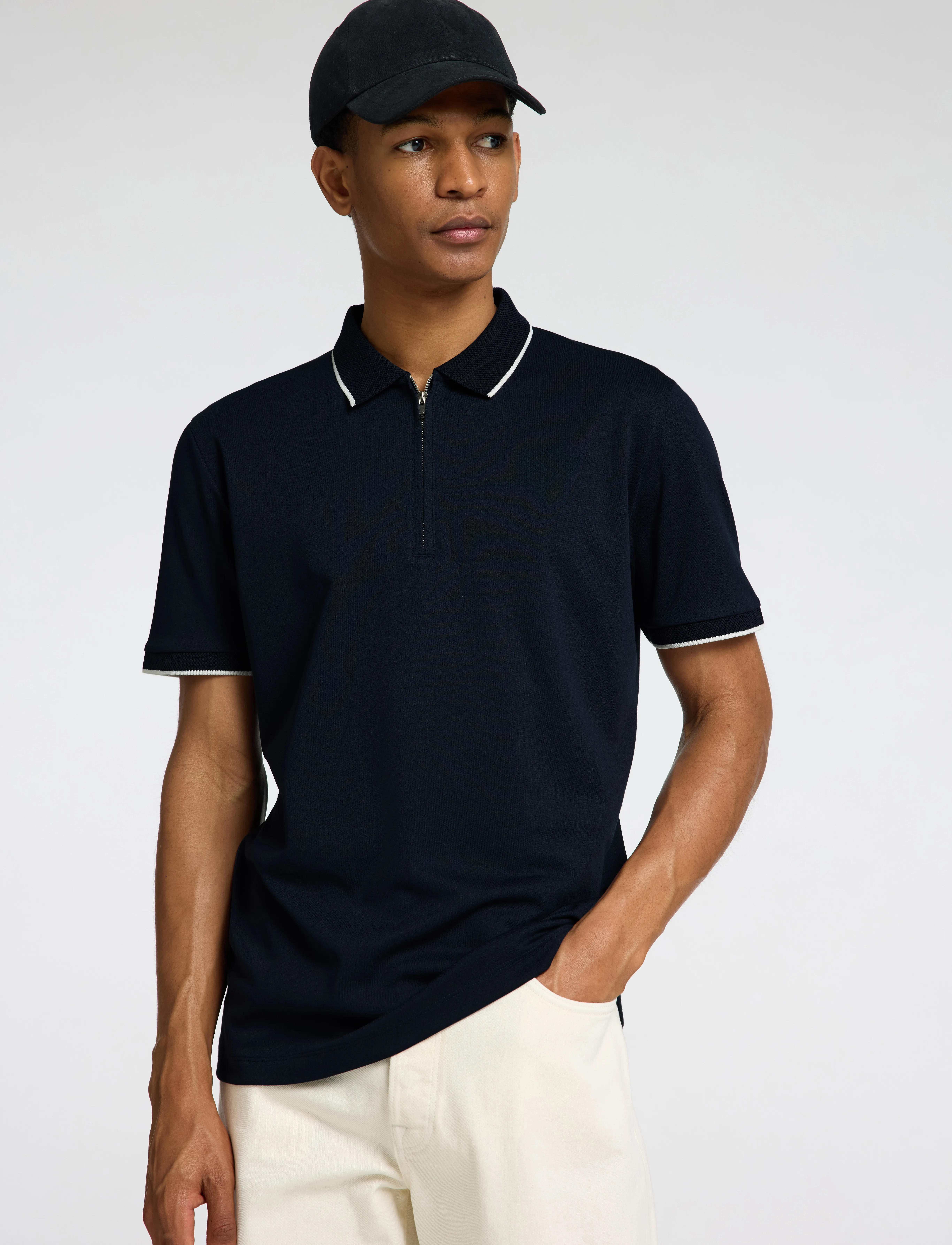 Selected - SLHFAVE SPORT ZIP SS POLO NOOS - stutterma pólóbolir - sky captain - 5