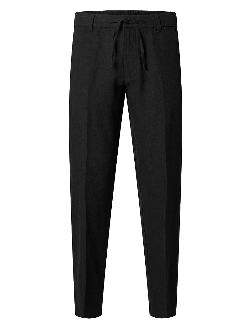 Selected - SLM196-STRAIGHT LEROY LINEN BLD PNT NOOS - hørbukser - black - 1