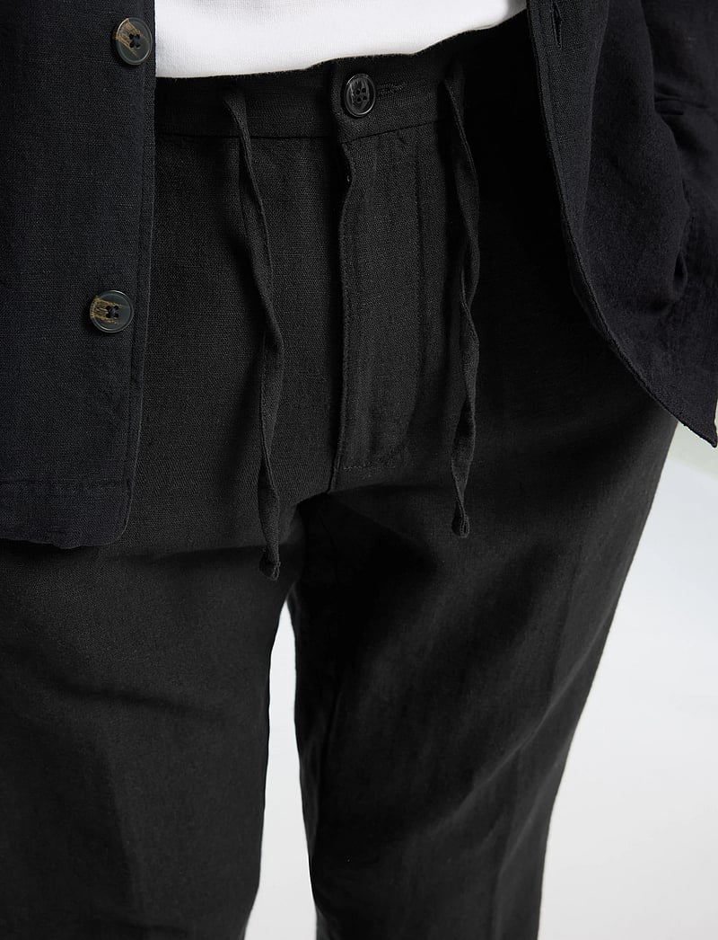 Selected - SLM196-STRAIGHT LEROY LINEN BLD PNT NOOS - hørbukser - black - 2