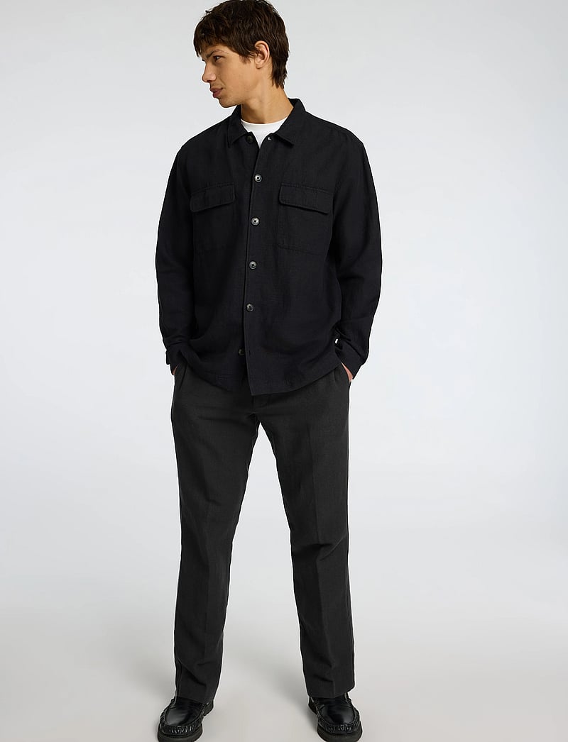 Selected - SLM196-STRAIGHT LEROY LINEN BLD PNT NOOS - hørbukser - black - 4