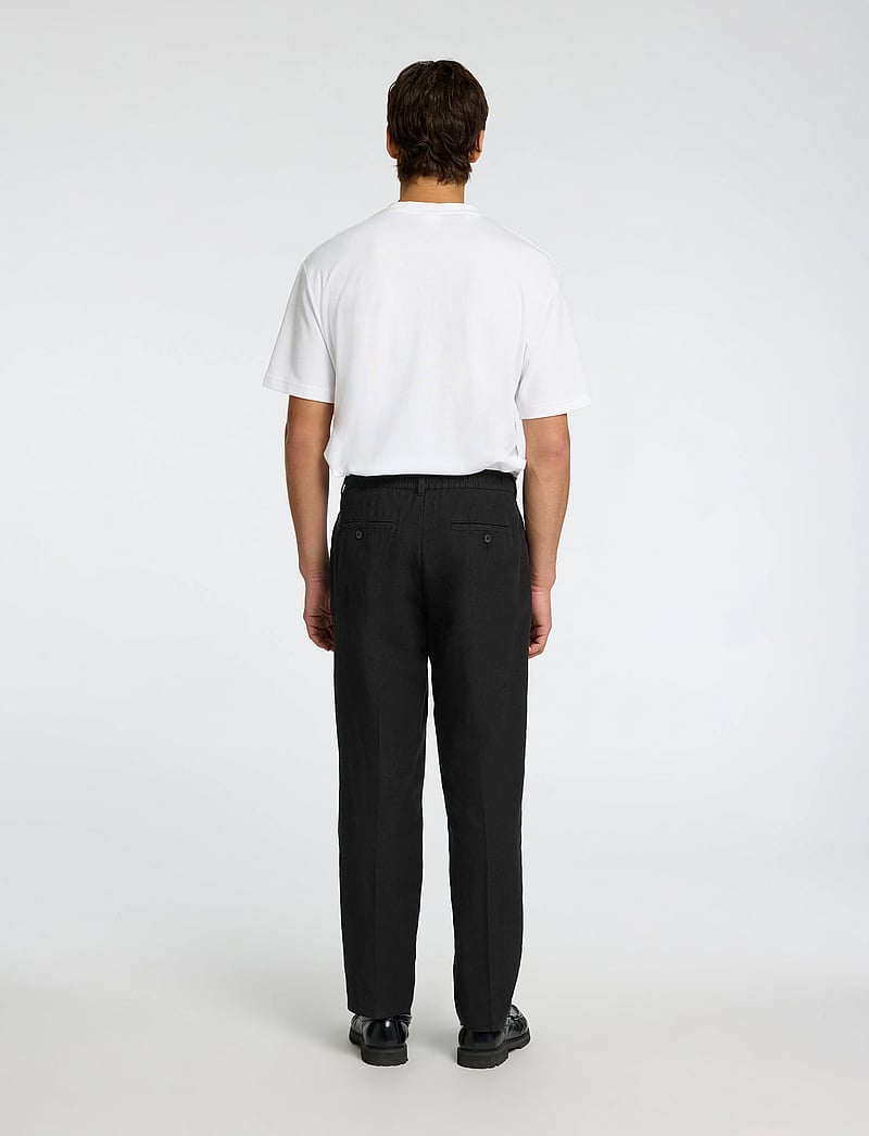 Selected - SLM196-STRAIGHT LEROY LINEN BLD PNT NOOS - hørbukser - black - 5