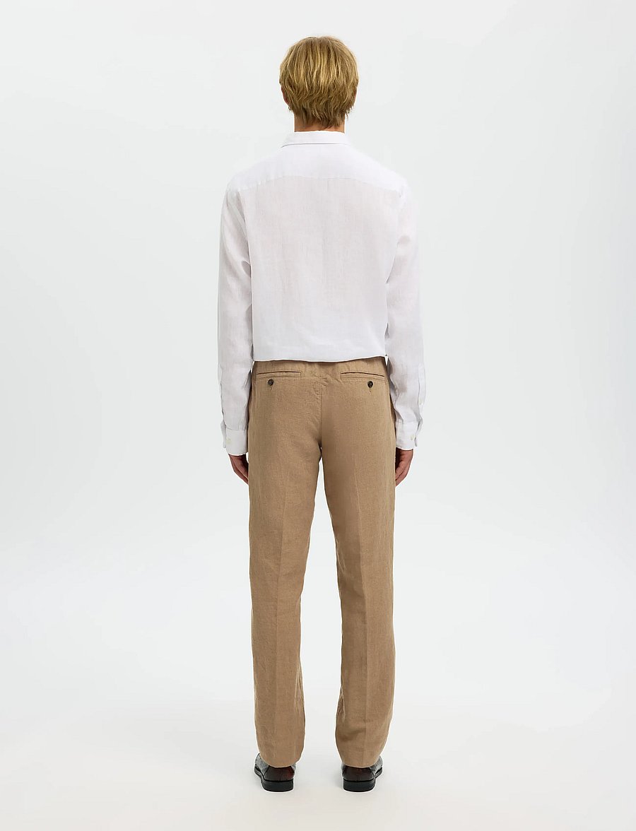 Selected - SLM196-STRAIGHT LEROY LINEN BLD PNT NOOS - leinenhosen - caribou - 2