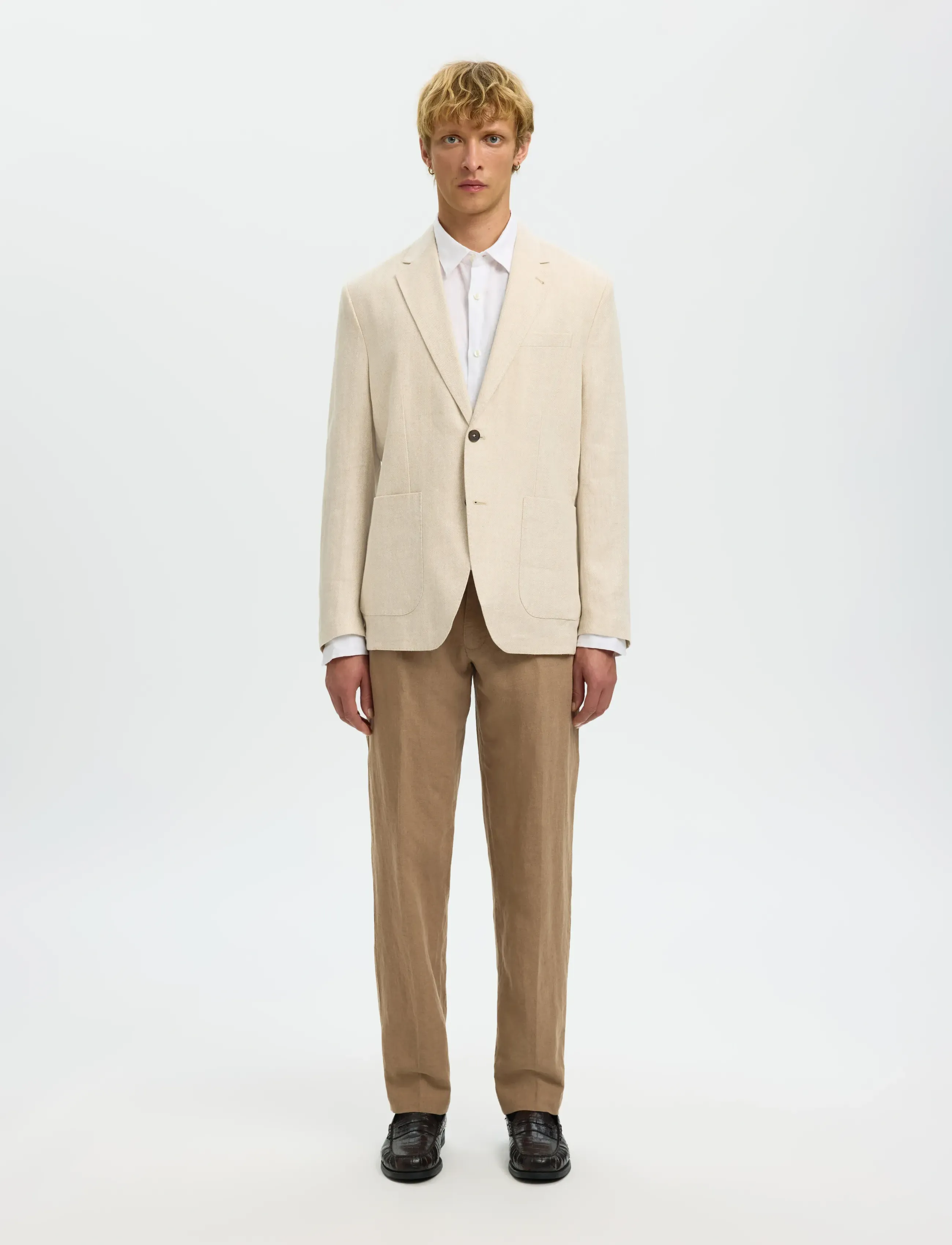 Selected - SLM196-STRAIGHT LEROY LINEN BLD PNT NOOS - hørbukser - caribou - 3