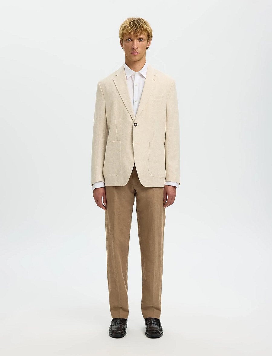 Selected - SLM196-STRAIGHT LEROY LINEN BLD PNT NOOS - leinenhosen - caribou - 3