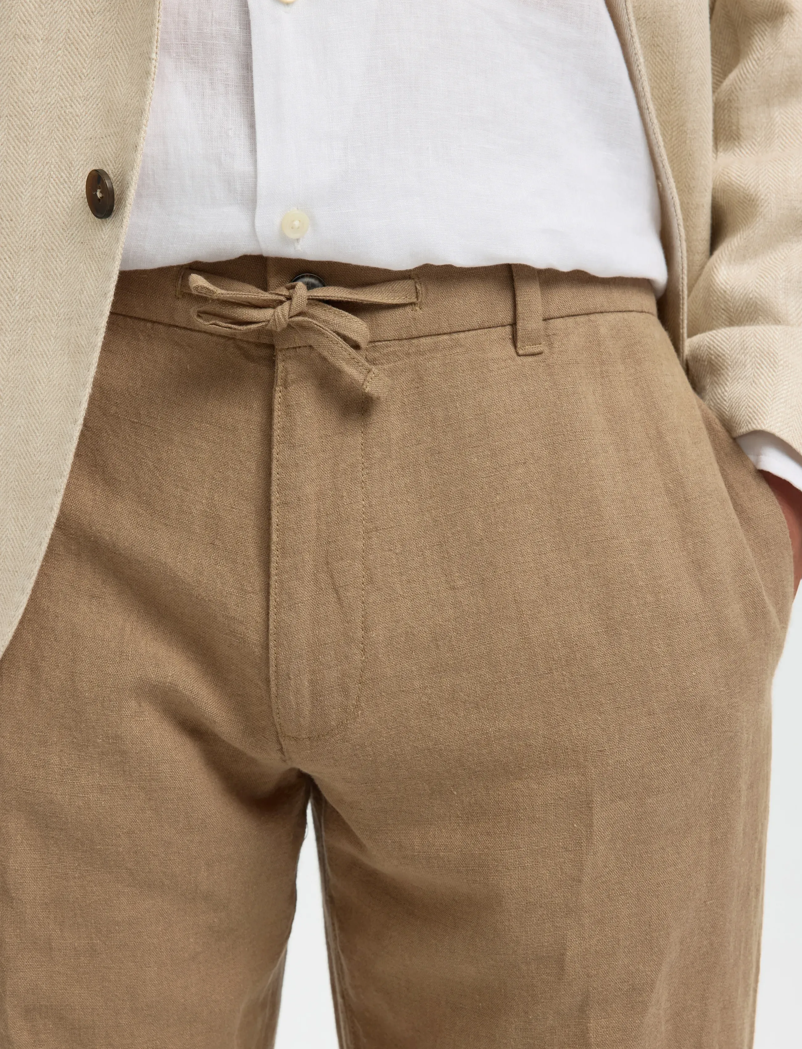 Selected - SLM196-STRAIGHT LEROY LINEN BLD PNT NOOS - hørbukser - caribou - 4