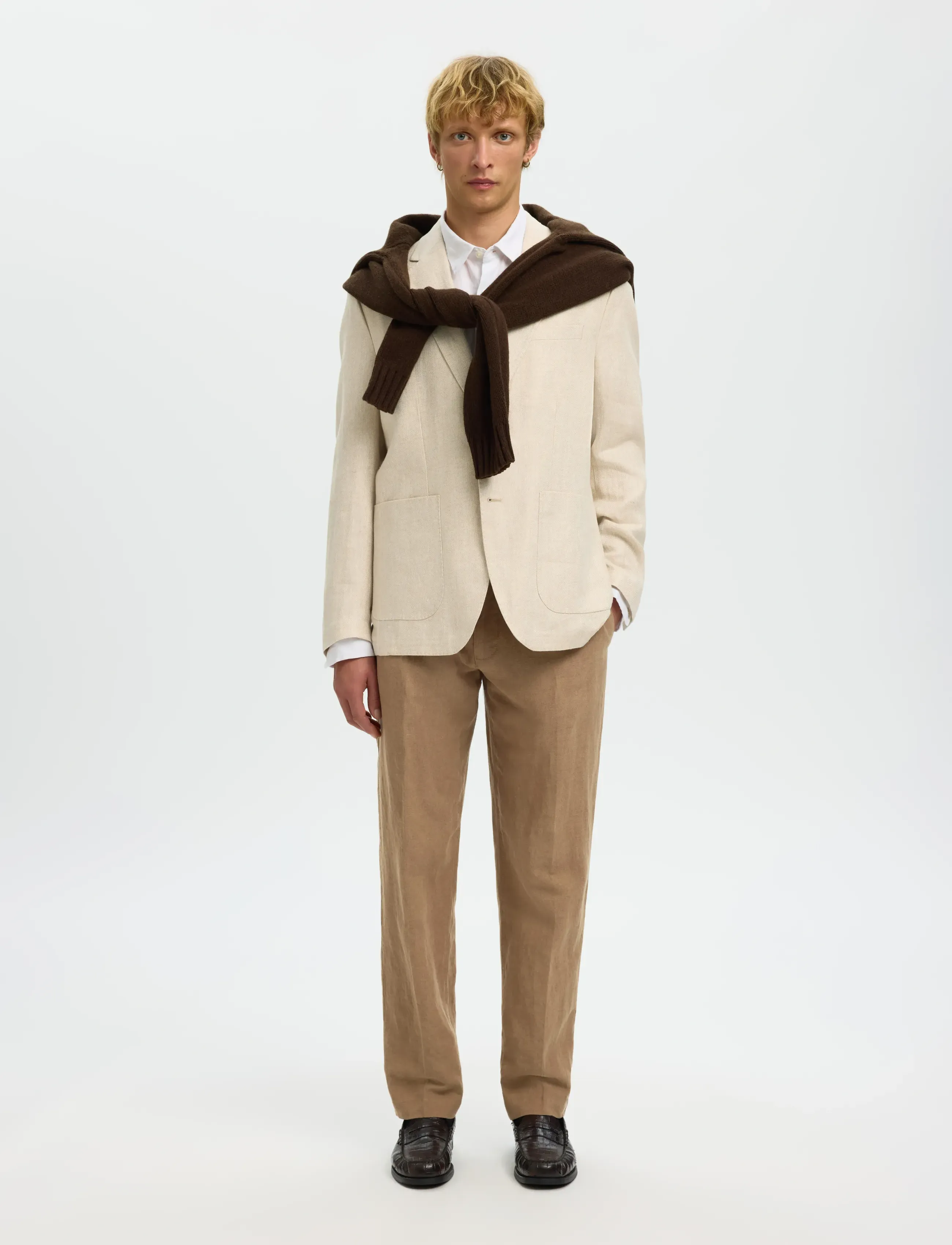 Selected - SLM196-STRAIGHT LEROY LINEN BLD PNT NOOS - hørbukser - caribou - 5