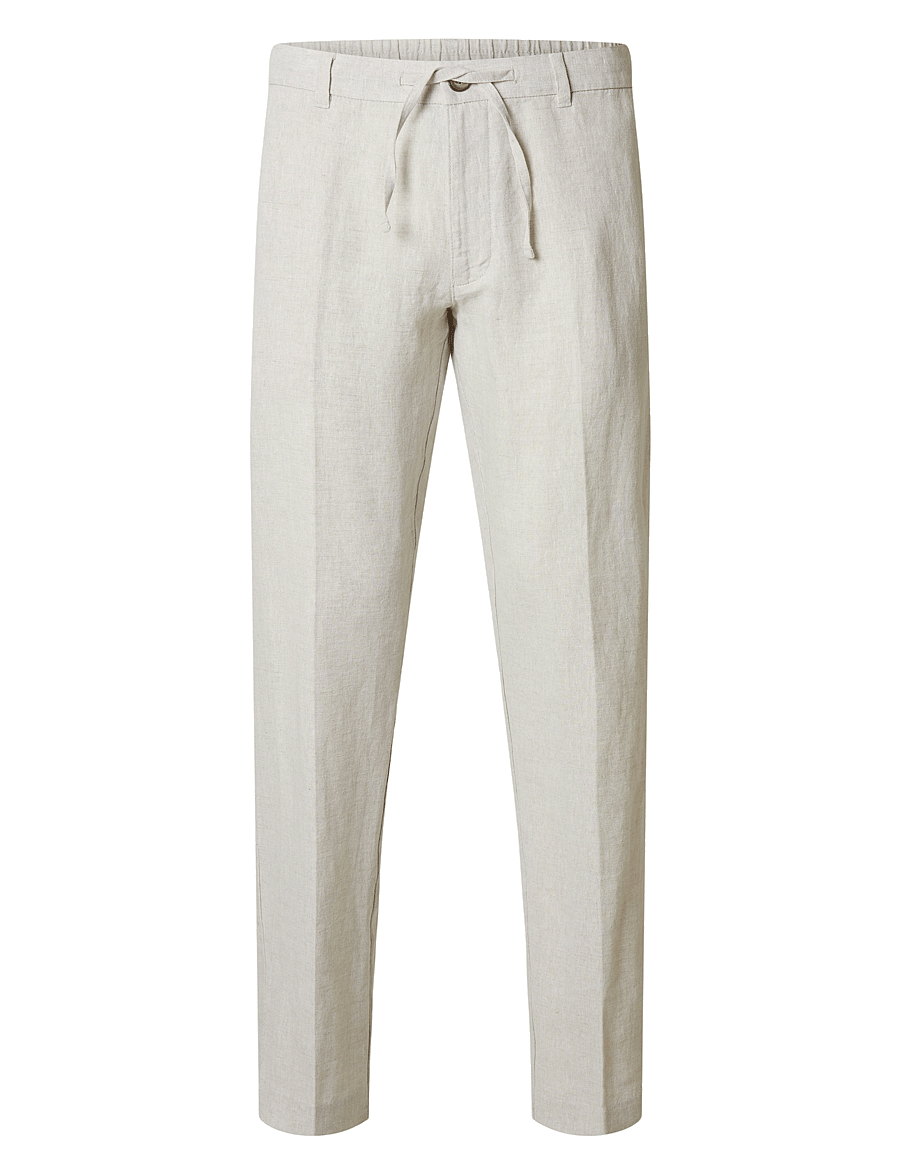 Selected - SLM196-STRAIGHT LEROY LINEN BLD PNT NOOS - leinenhosen - pure cashmere - 1