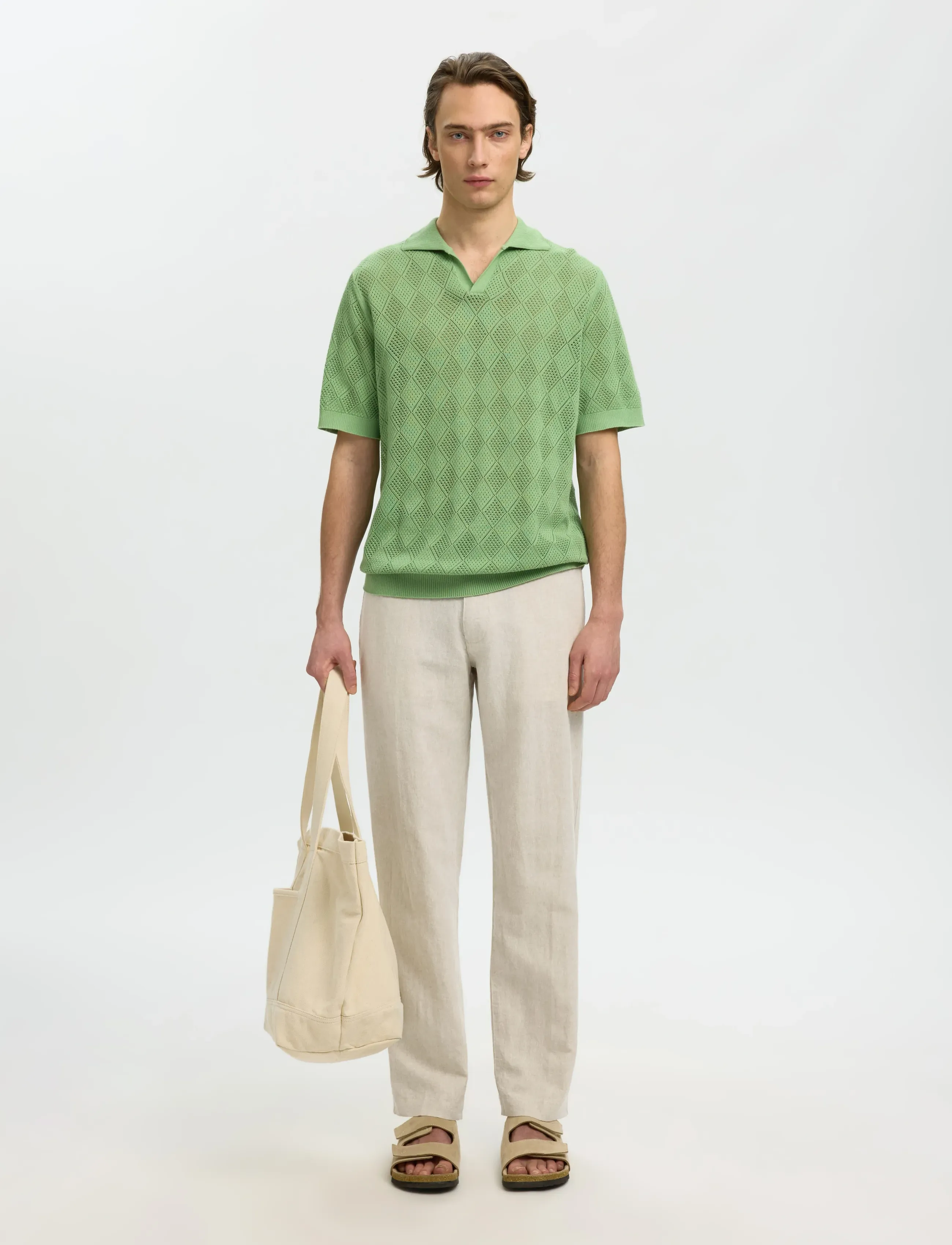 Selected - SLM196-STRAIGHT LEROY LINEN BLD PNT NOOS - leinenhosen - pure cashmere - 3