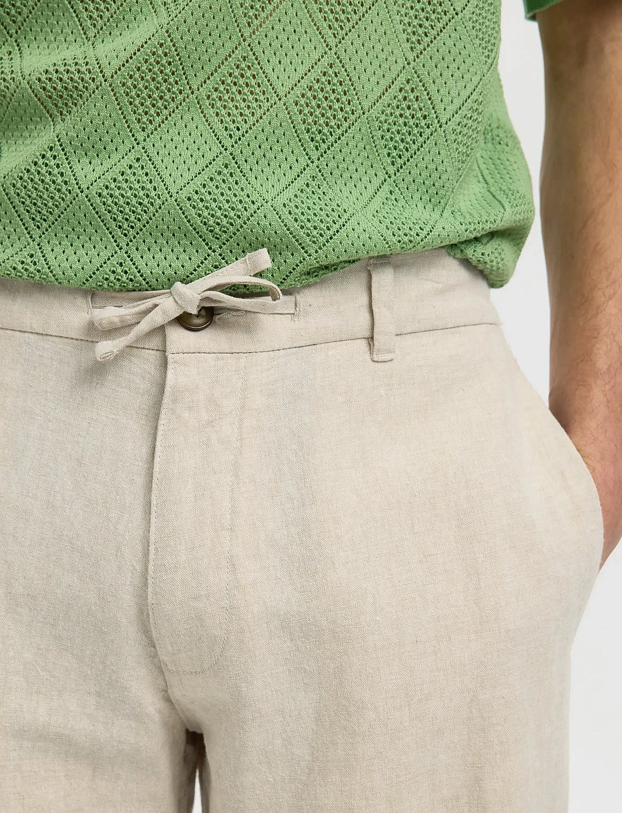 Selected - SLM196-STRAIGHT LEROY LINEN BLD PNT NOOS - leinenhosen - pure cashmere - 4