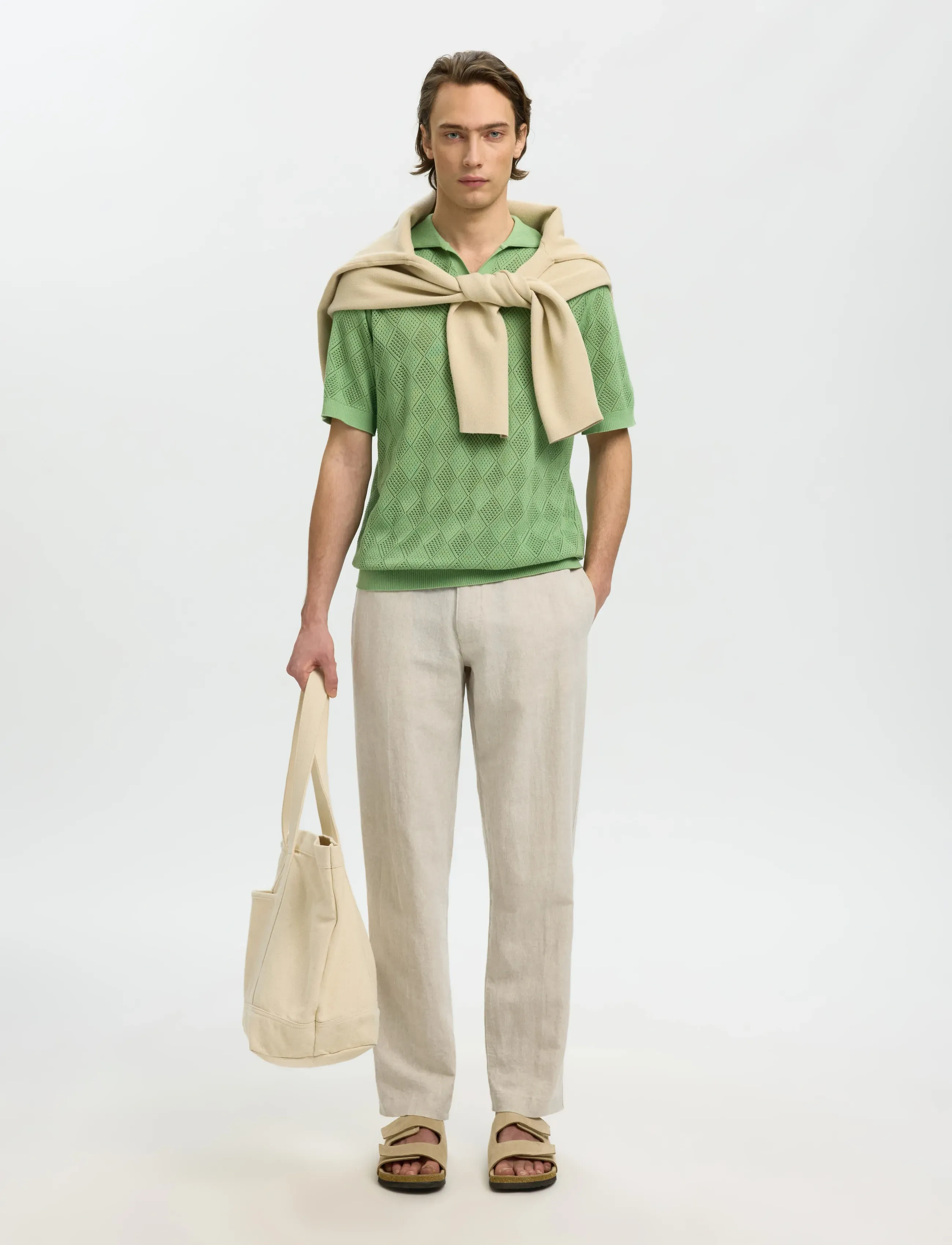 Selected - SLM196-STRAIGHT LEROY LINEN BLD PNT NOOS - leinenhosen - pure cashmere - 5