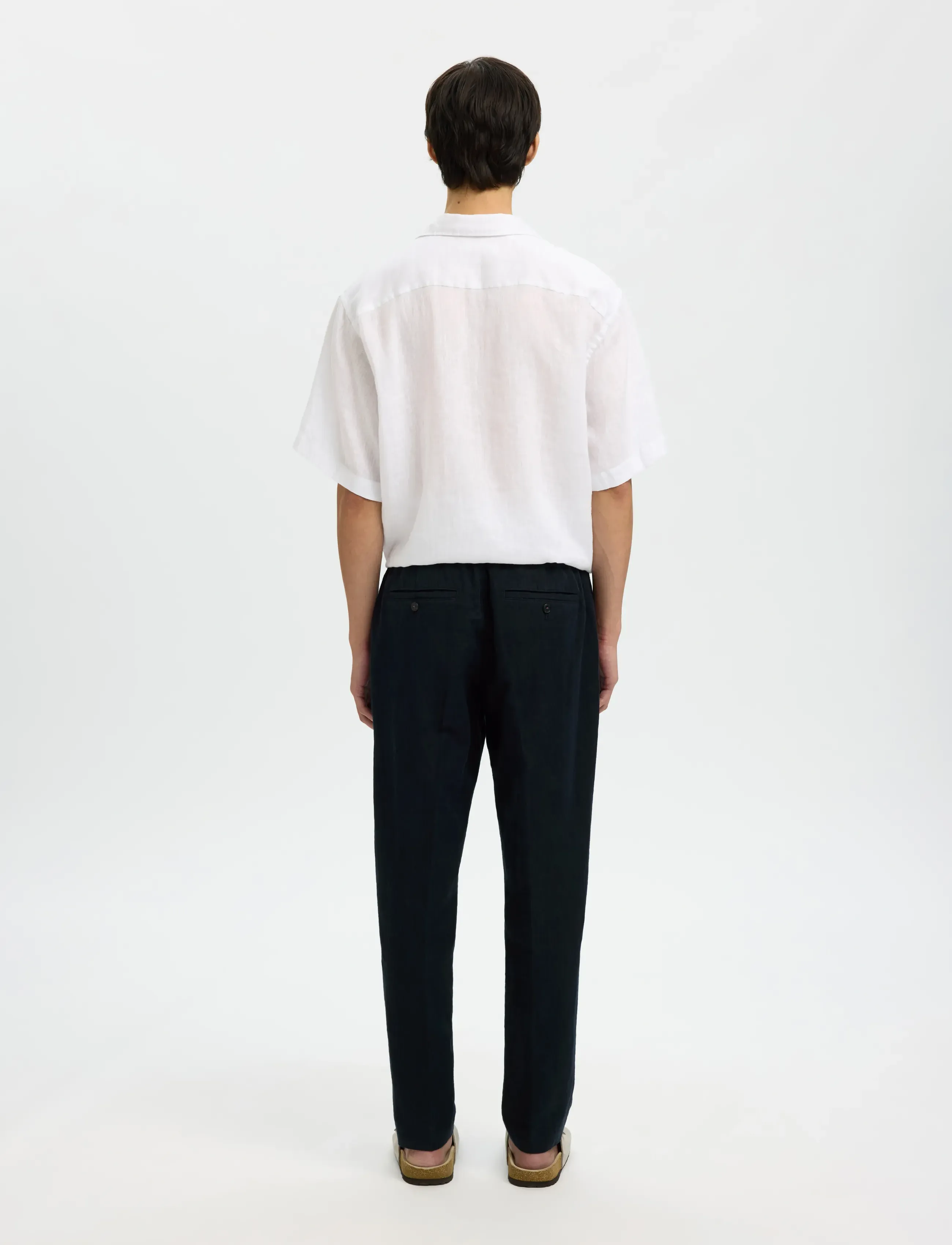Selected - SLM196-STRAIGHT LEROY LINEN BLD PNT NOOS - hørbukser - sky captain - 2