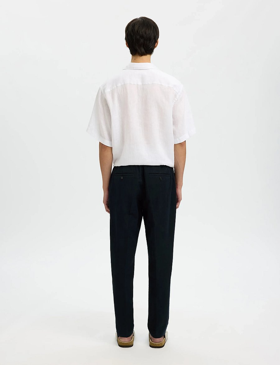 Selected - SLM196-STRAIGHT LEROY LINEN BLD PNT NOOS - pantalons en lin - sky captain - 2